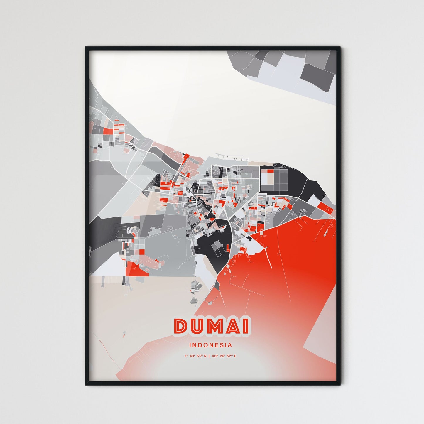 Colorful DUMAI INDONESIA Fine Art Map Modern