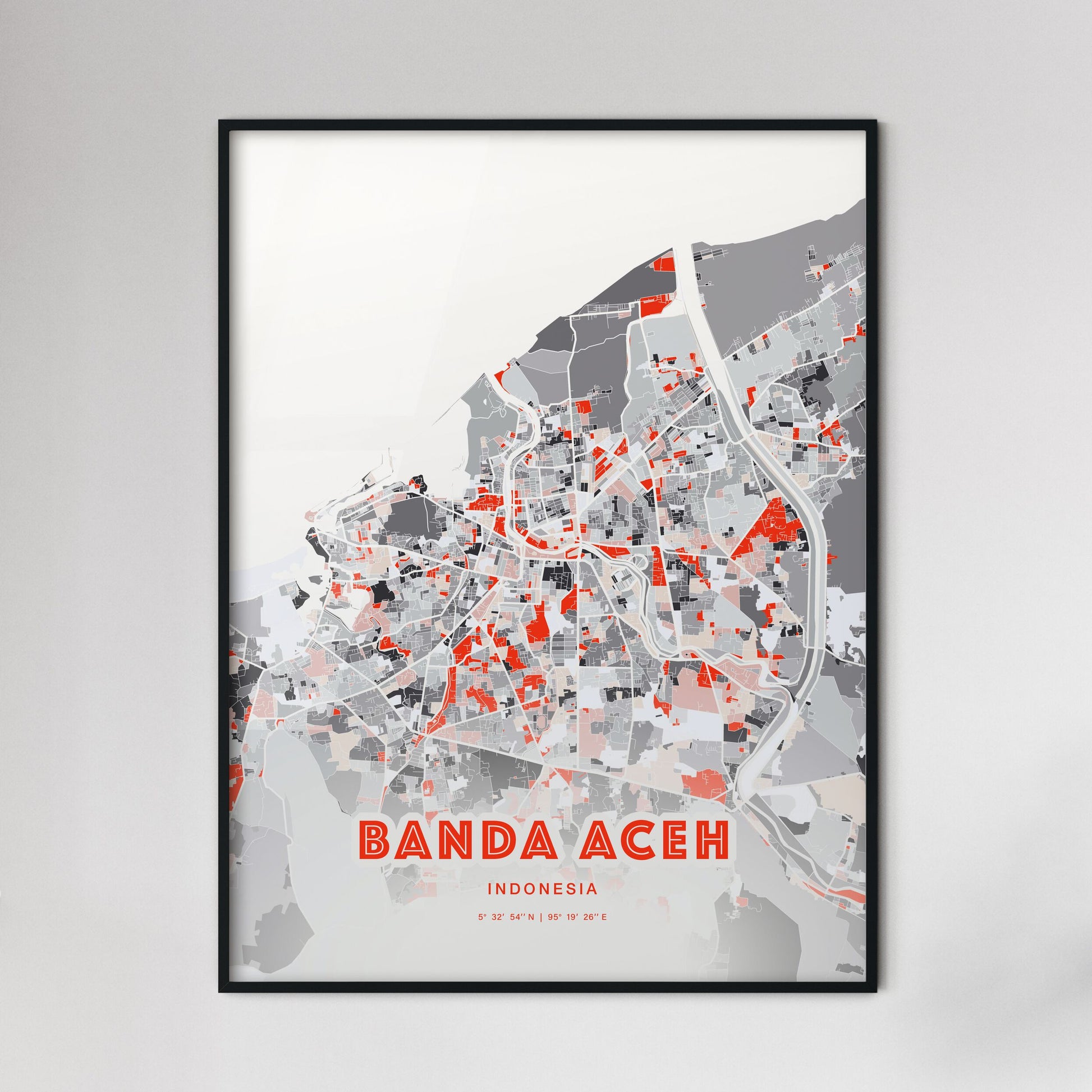 Colorful BANDA ACEH INDONESIA Fine Art Map Modern