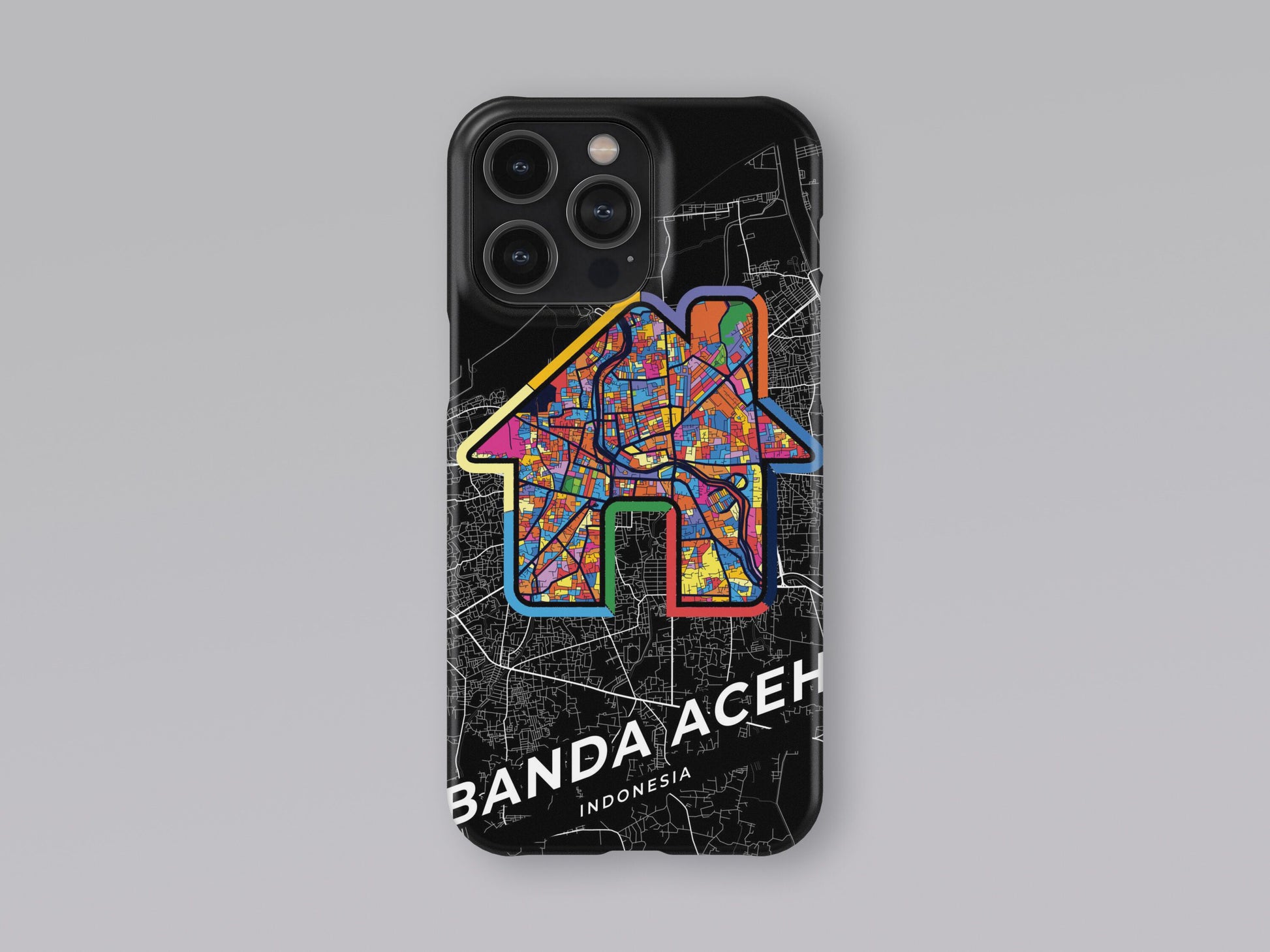 Banda Aceh Indonesia slim phone case with colorful icon. Birthday, wedding or housewarming gift. Couple match cases. 3