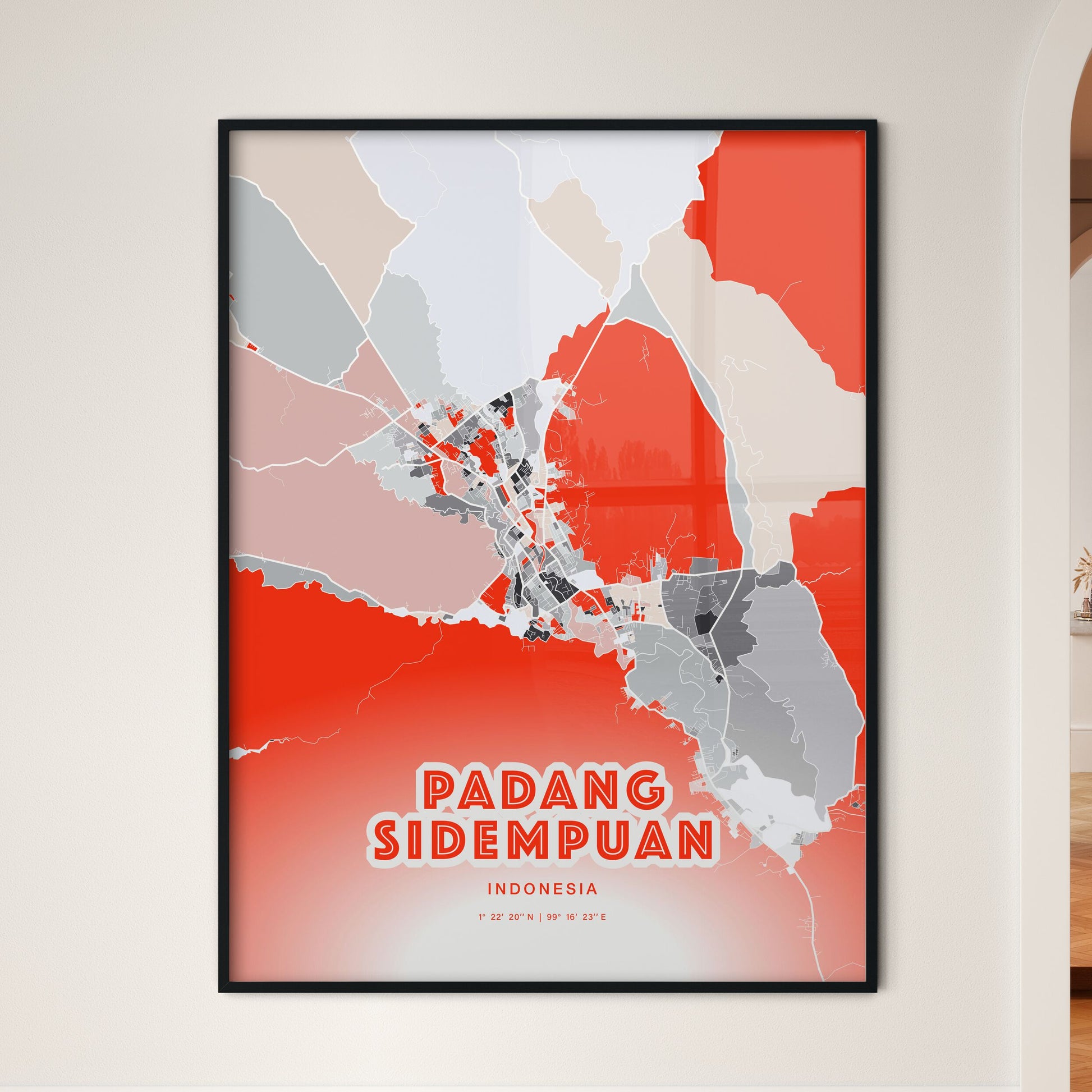 Colorful PADANG SIDEMPUAN INDONESIA Fine Art Map Modern