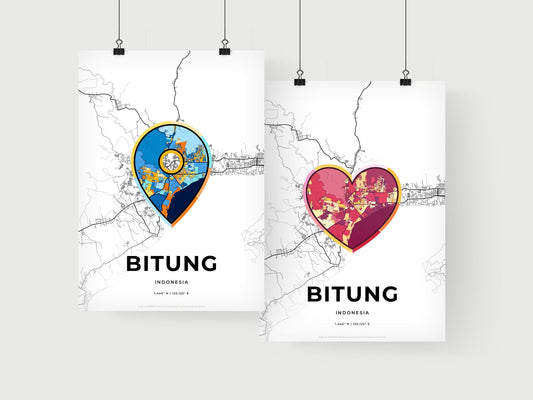 Bitung Indonesia art print for couples