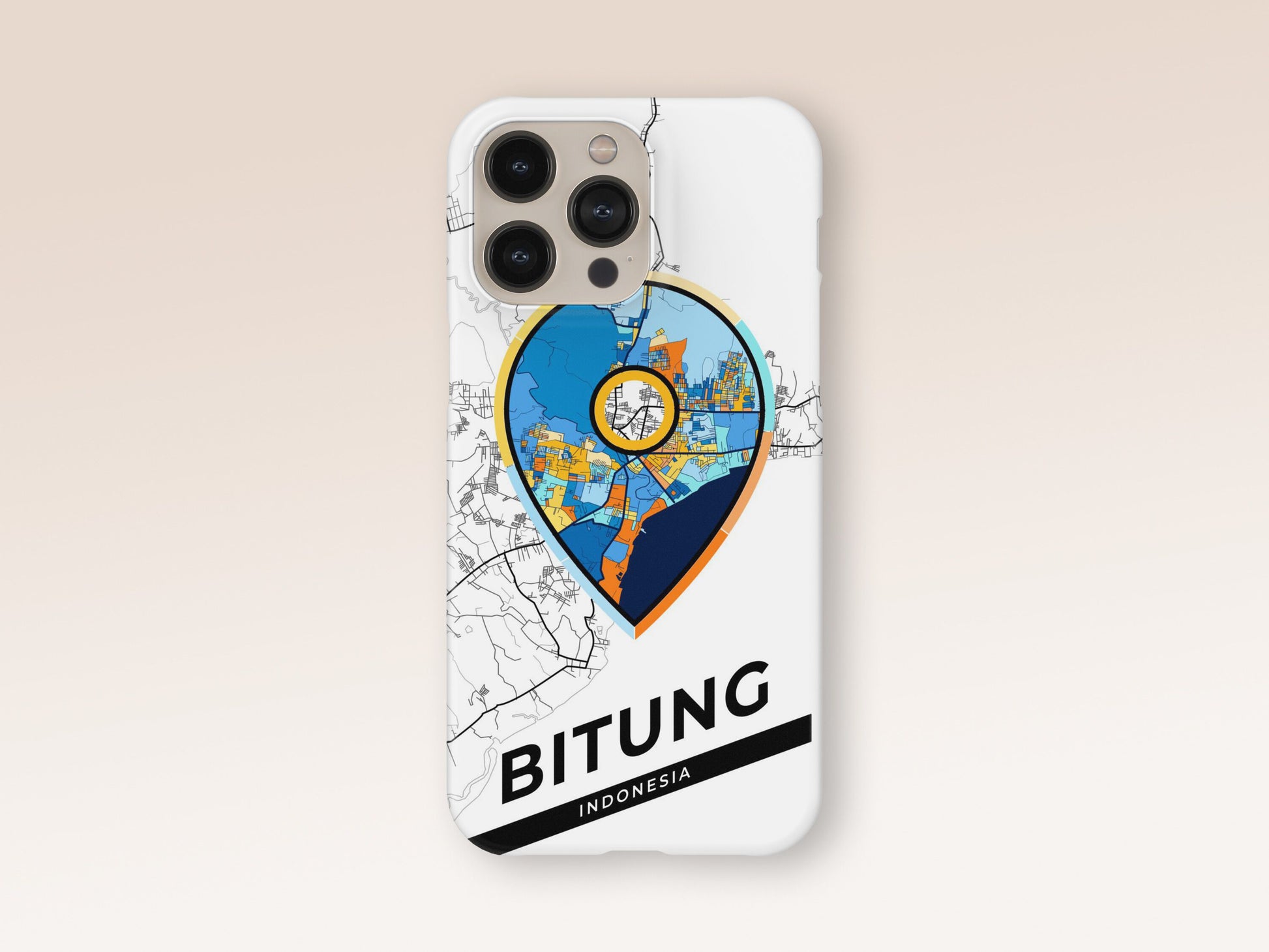 Bitung Indonesia slim phone case with colorful icon. Birthday, wedding or housewarming gift. Couple match cases. 1