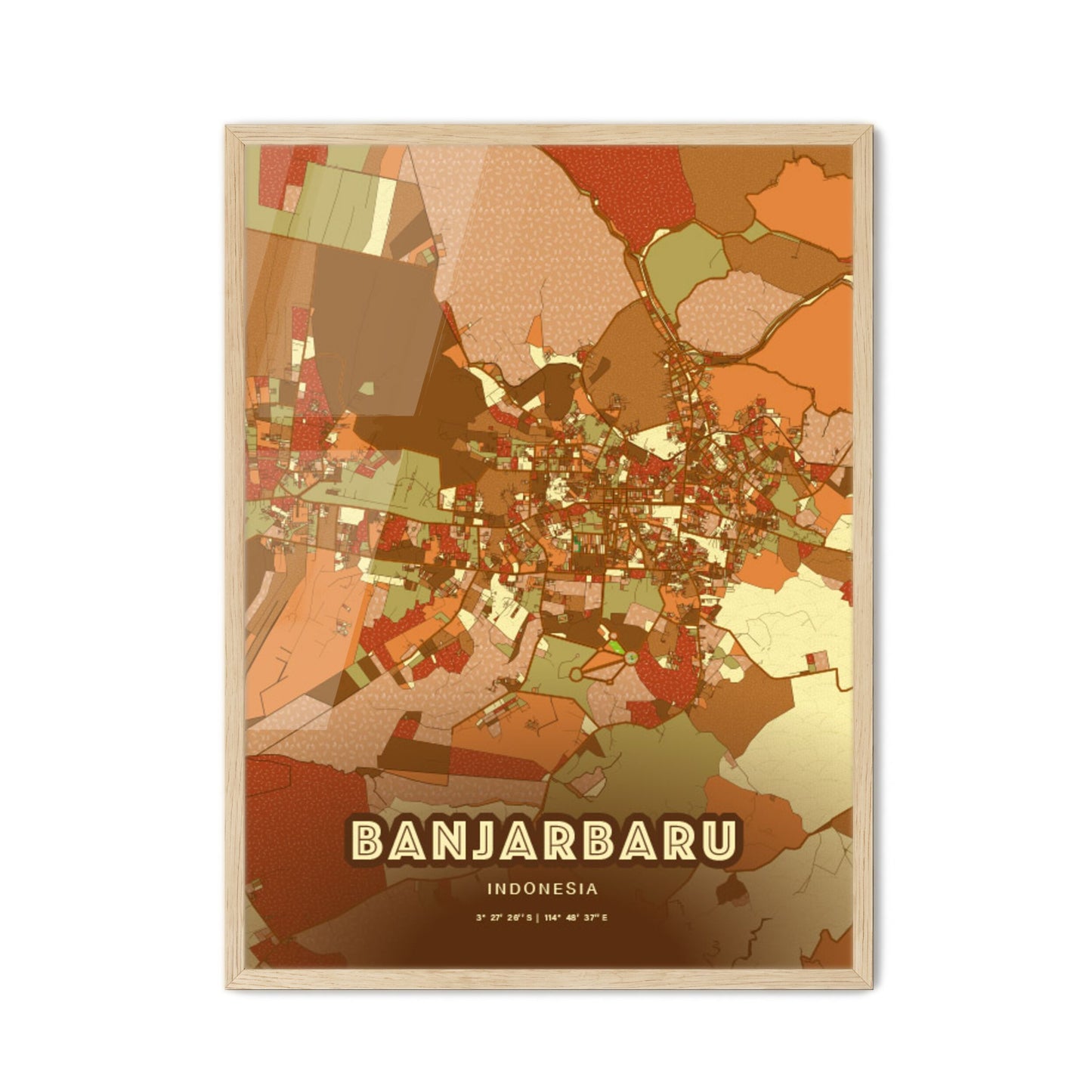 Colorful BANJARBARU INDONESIA Fine Art Map Farmhouse