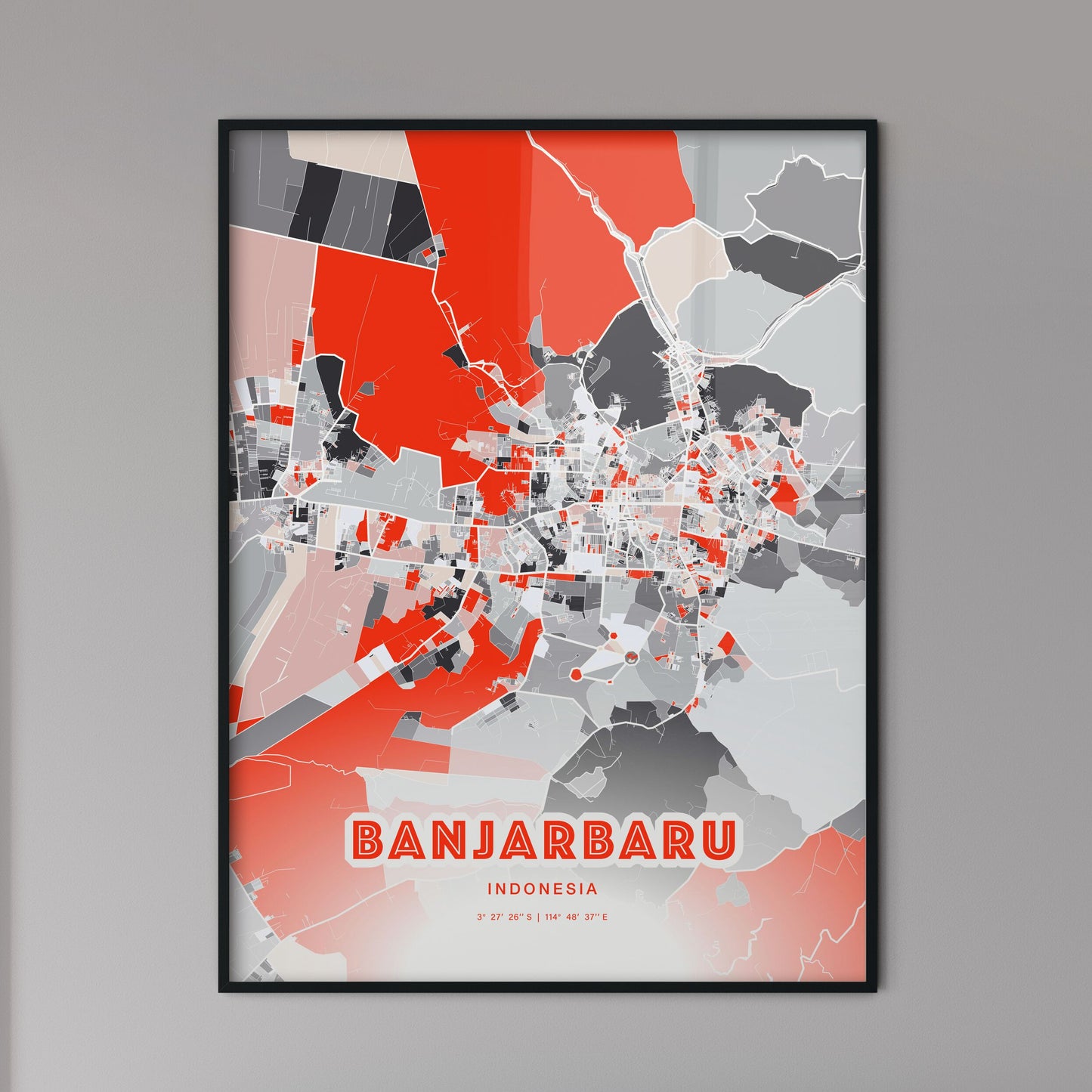 Colorful BANJARBARU INDONESIA Fine Art Map Modern