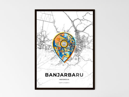 Banjarbaru Indonesia wedding art map with pointer icon