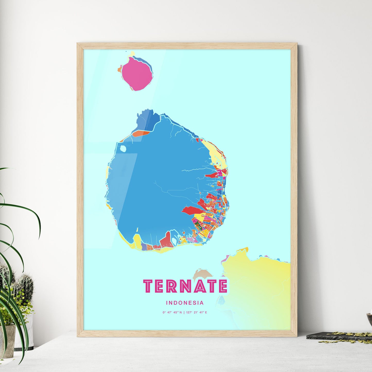 Colorful TERNATE INDONESIA Fine Art Map Crazy Colors