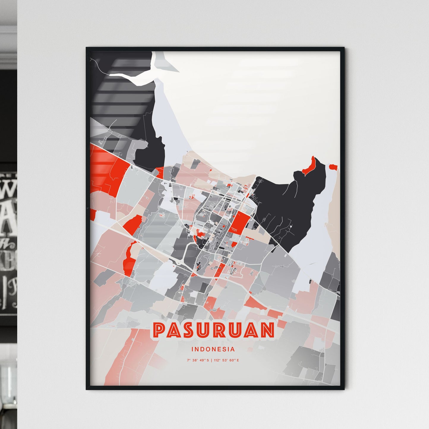 Colorful PASURUAN INDONESIA Fine Art Map Modern