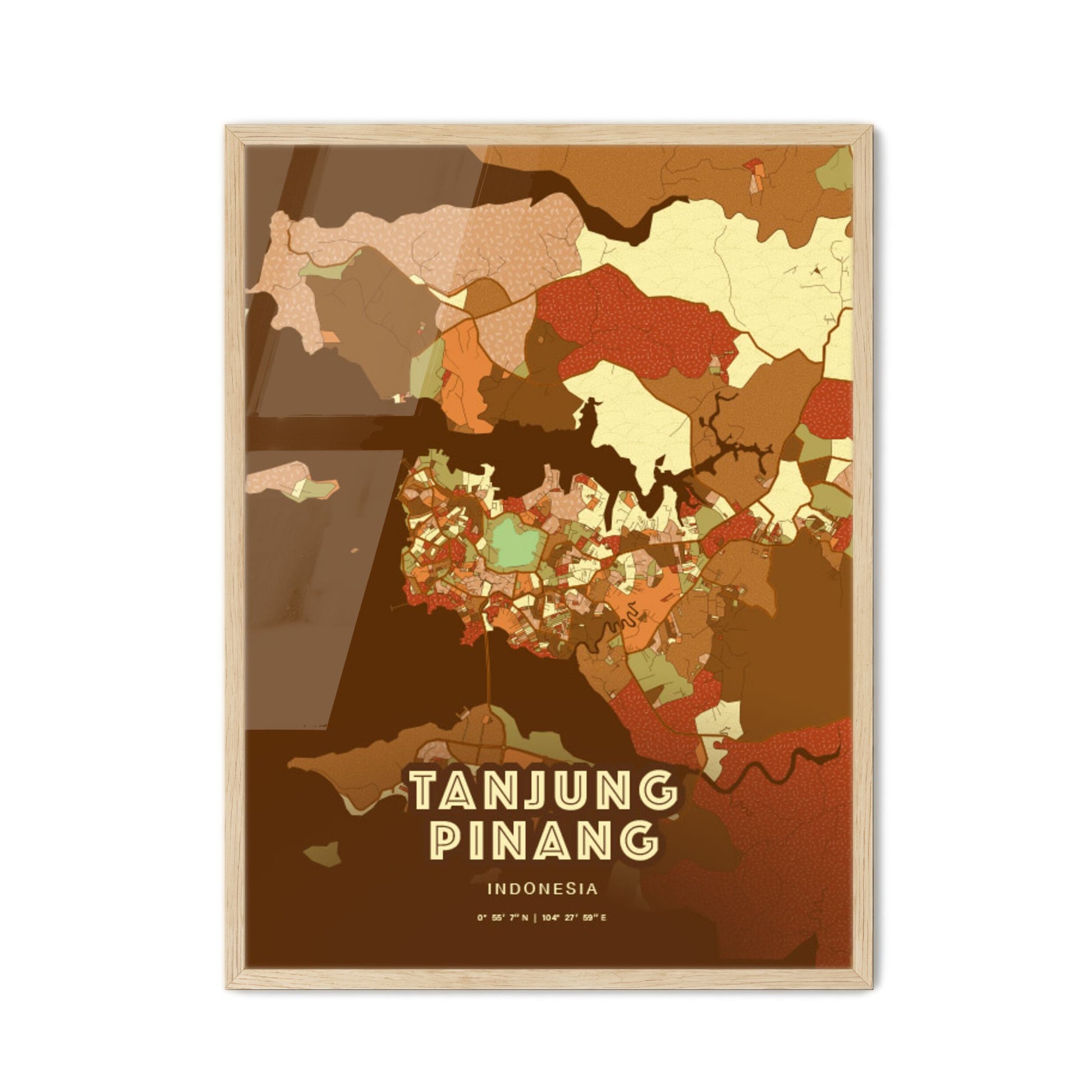 Colorful TANJUNG PINANG INDONESIA Fine Art Map Farmhouse