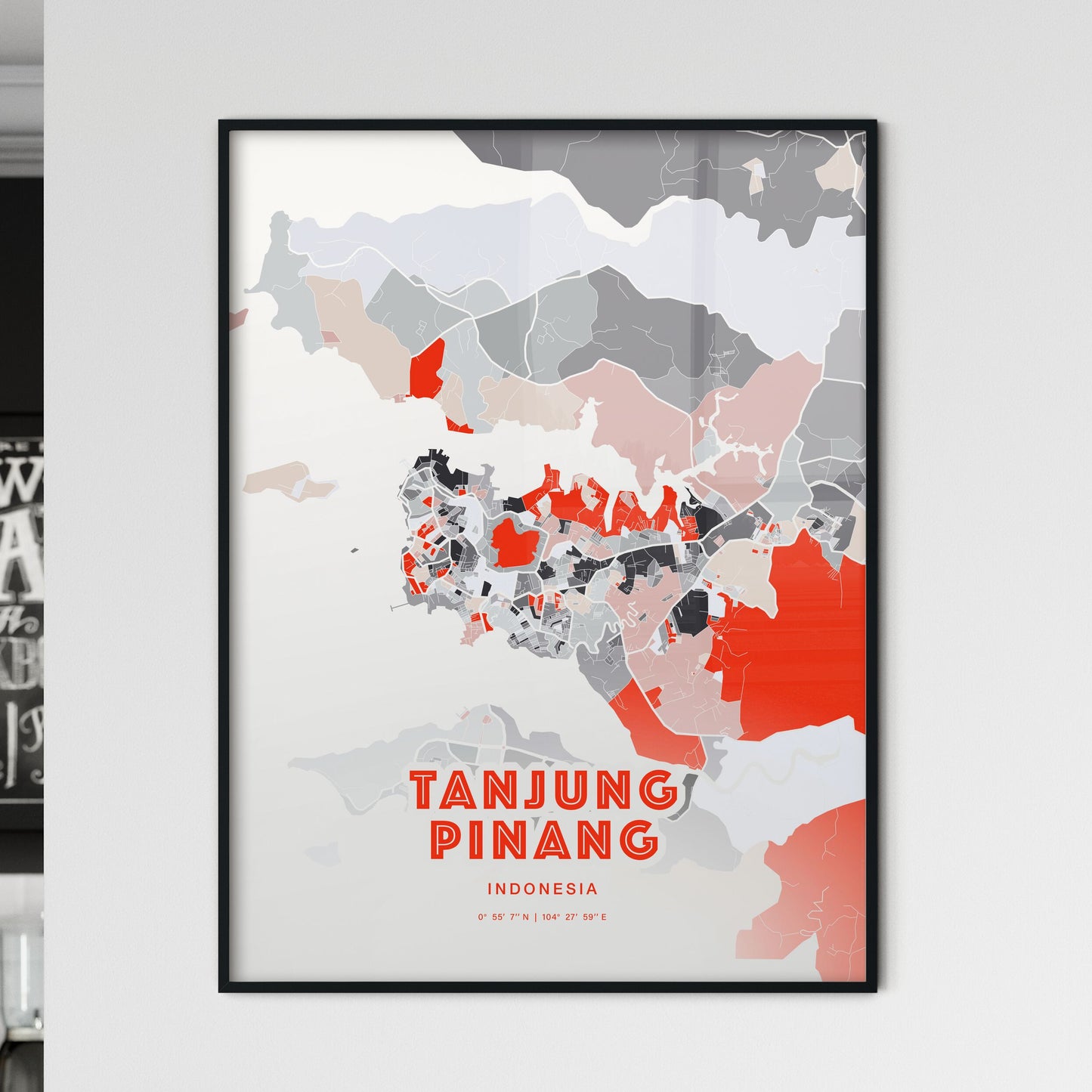 Colorful TANJUNG PINANG INDONESIA Fine Art Map Modern