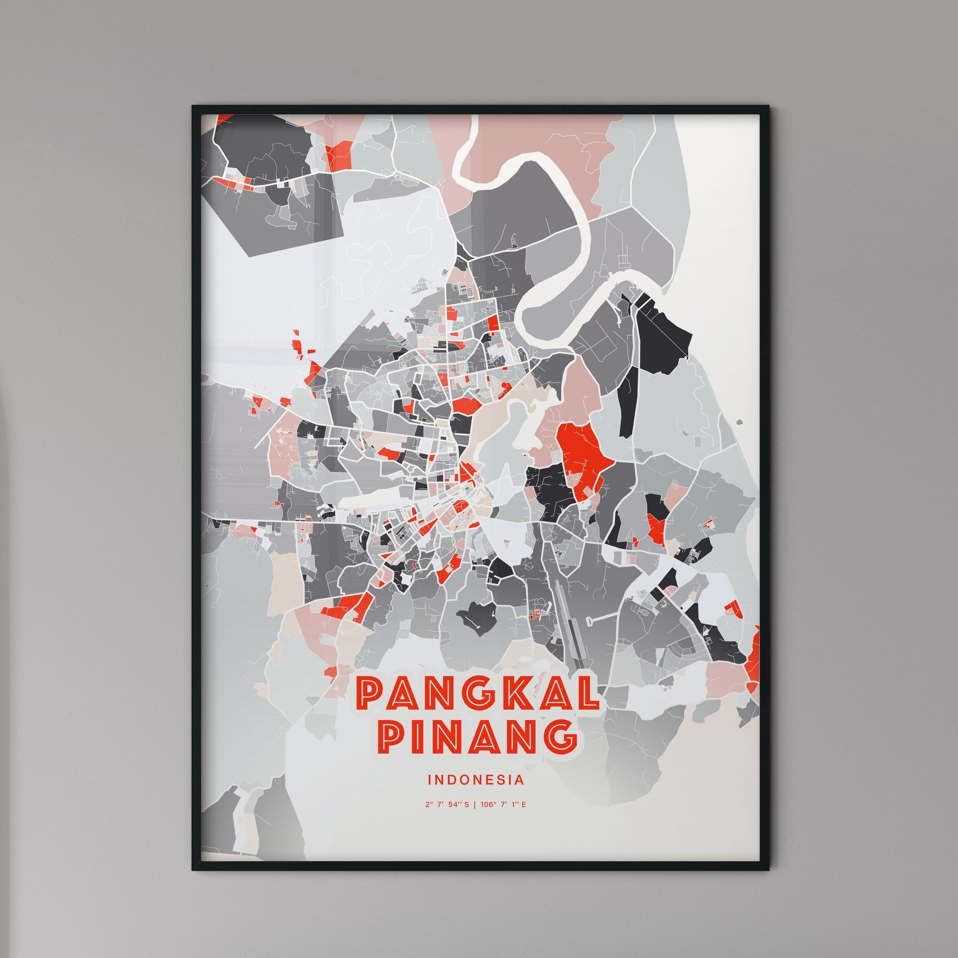 Colorful PANGKAL PINANG INDONESIA Fine Art Map Modern