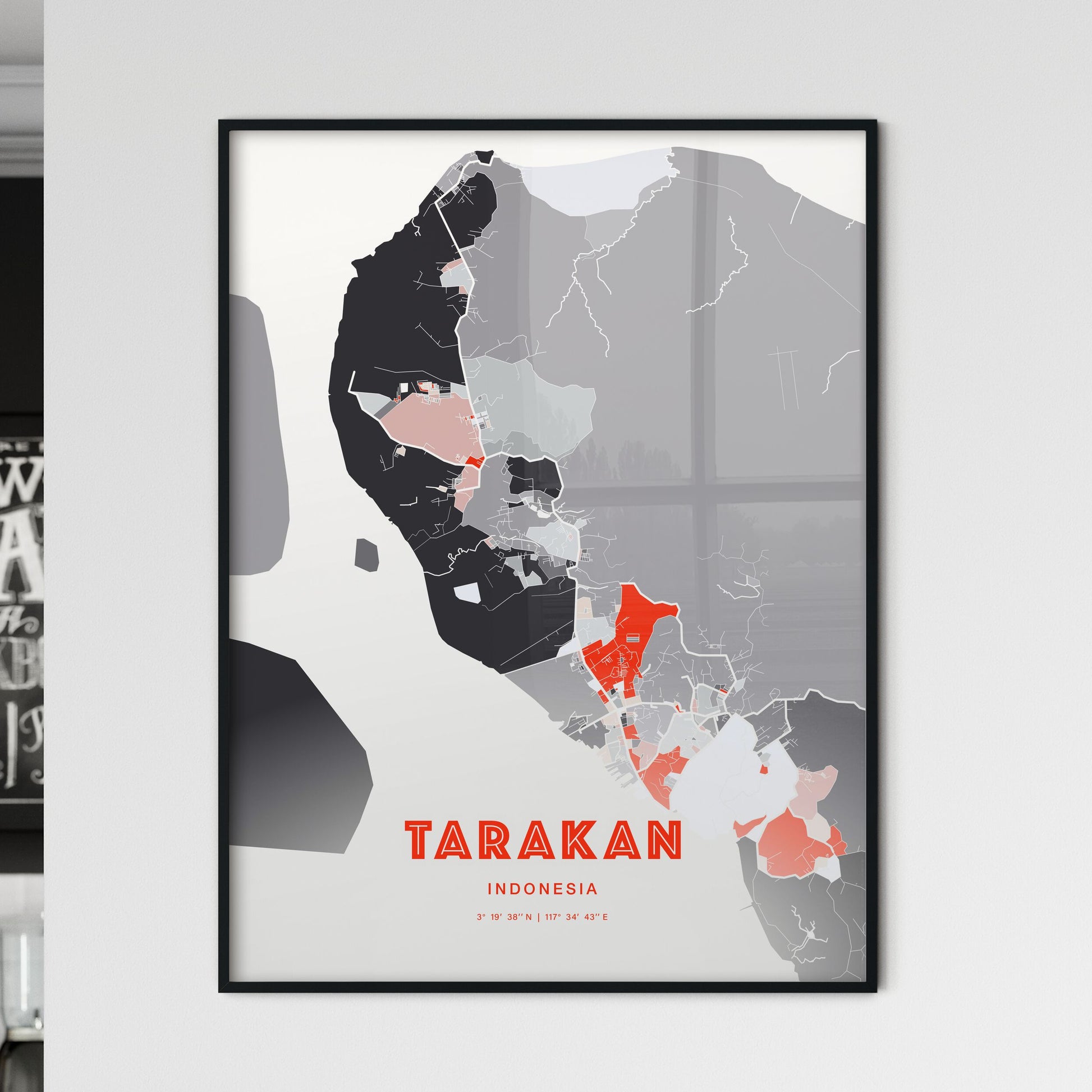 Colorful TARAKAN INDONESIA Fine Art Map Modern