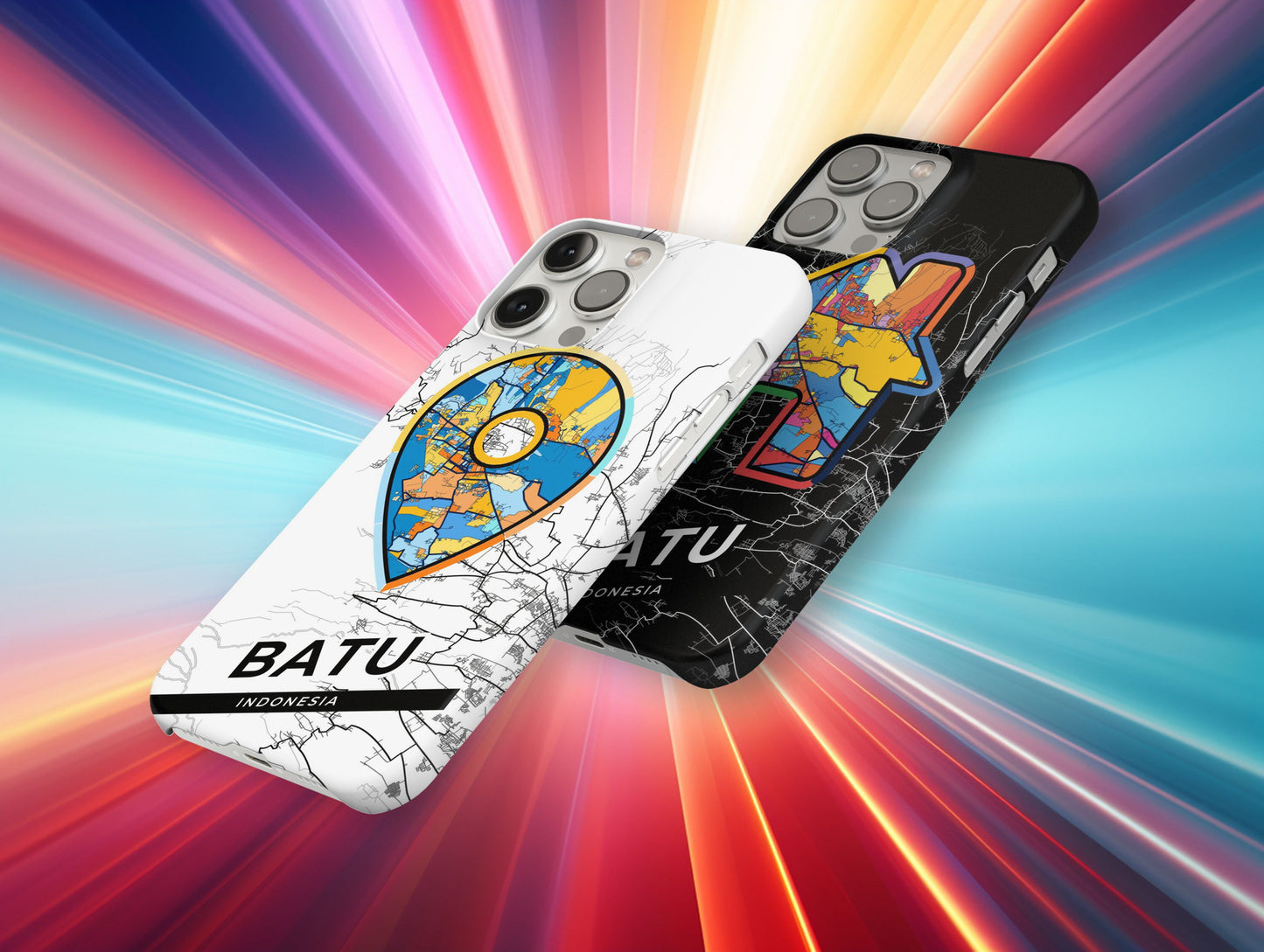 Batu Indonesia slim phone case with colorful icon. Birthday, wedding or housewarming gift. Couple match cases.