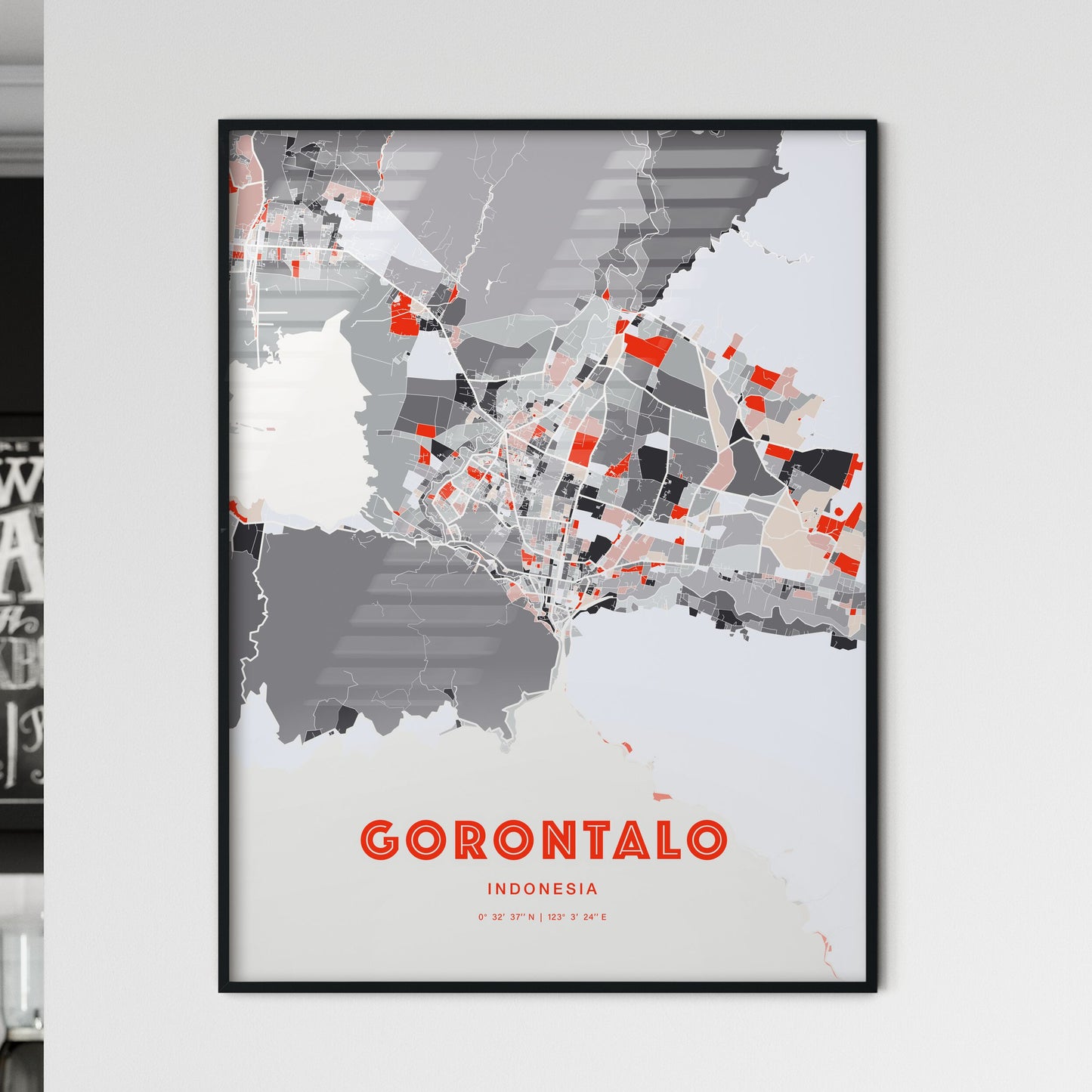 Colorful GORONTALO INDONESIA Fine Art Map Modern