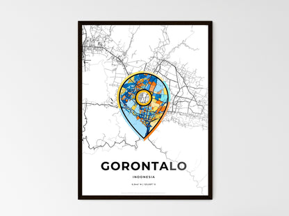 GORONTALO INDONESIA minimal art map with a colorful icon. Where it all began, Couple map gift. Style 1
