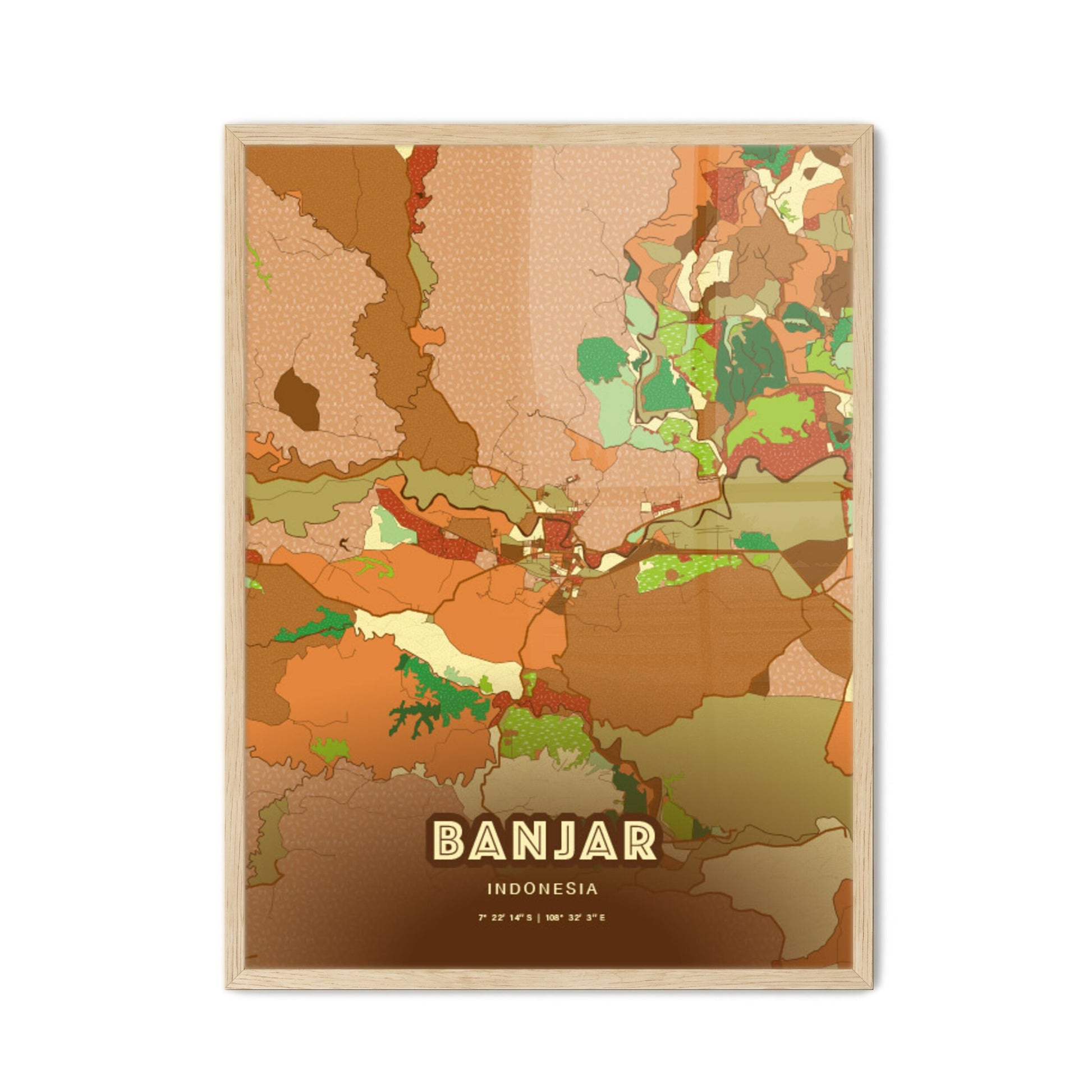 Colorful BANJAR INDONESIA Fine Art Map Farmhouse