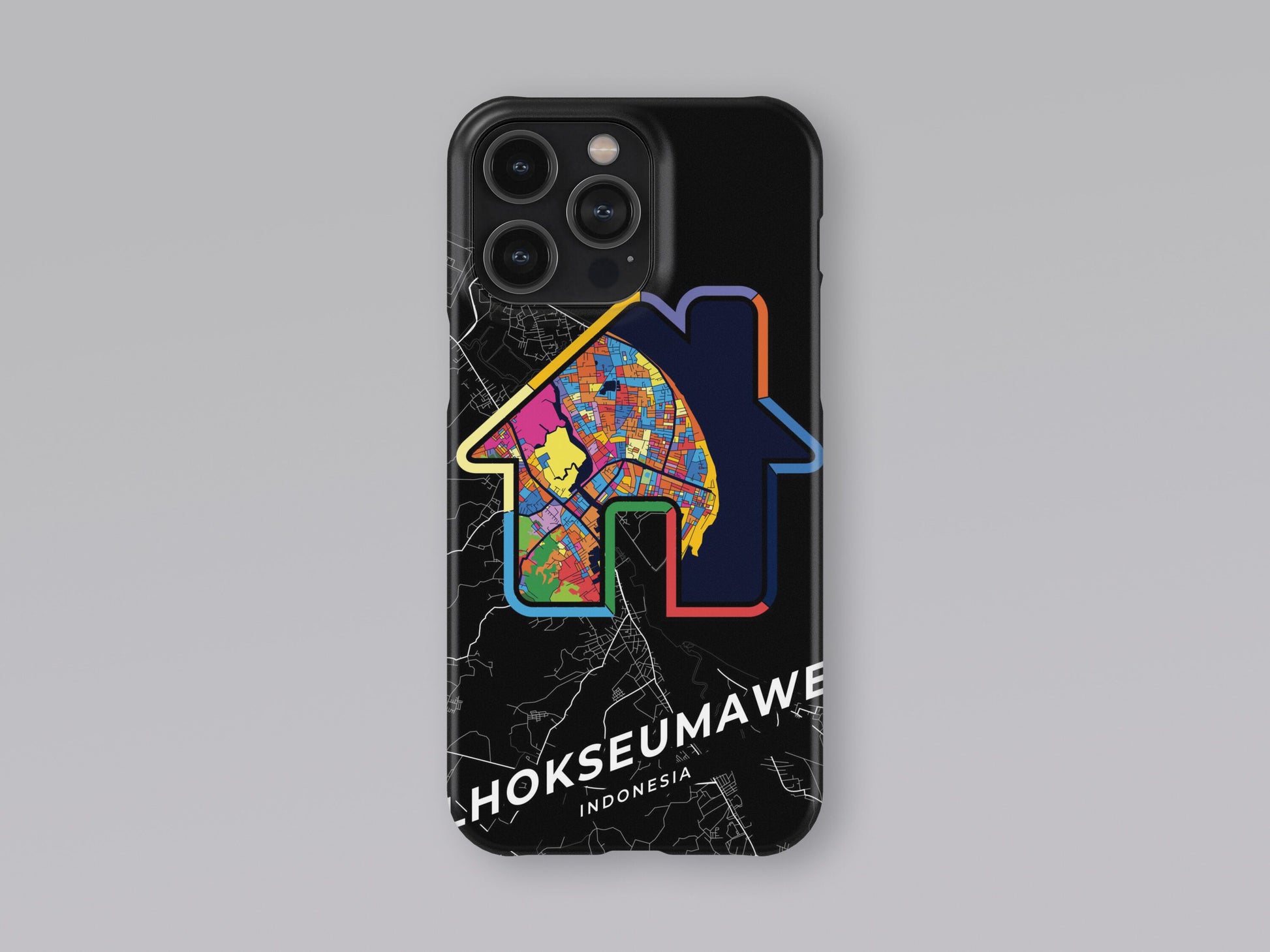 Lhokseumawe Indonesia slim phone case with colorful icon. Birthday, wedding or housewarming gift. Couple match cases. 3