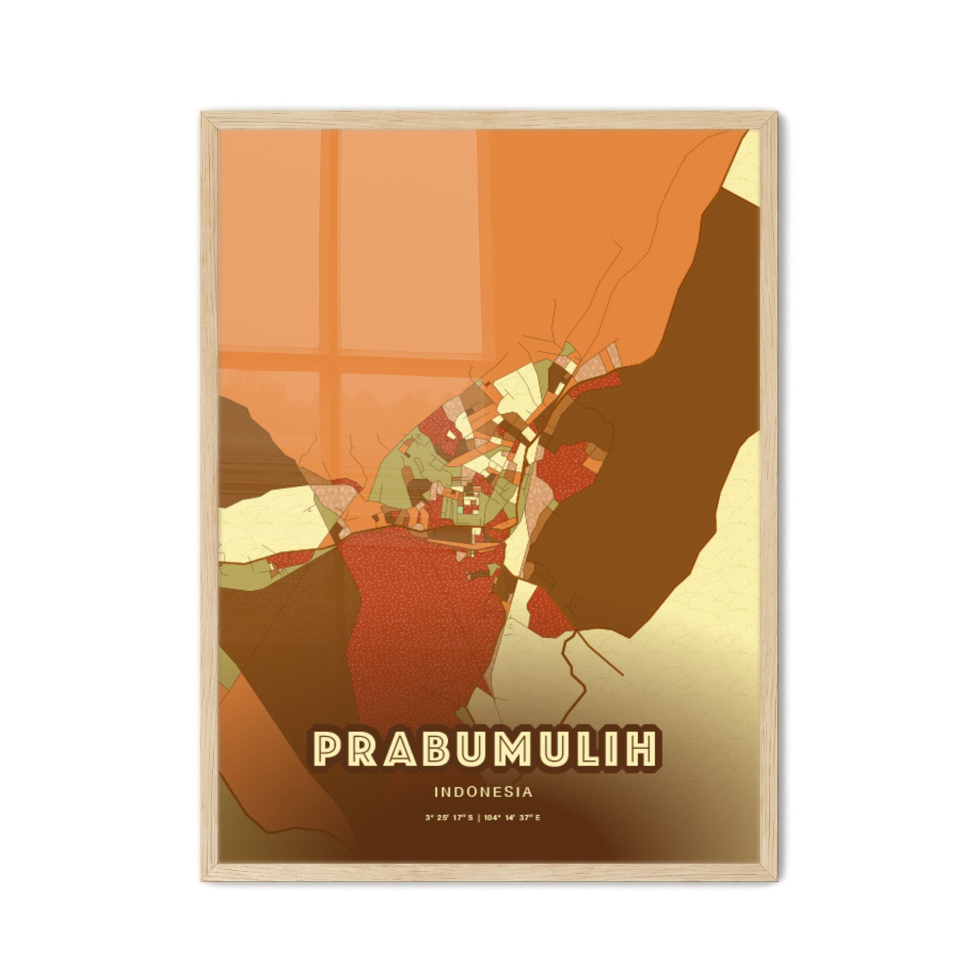 Colorful PRABUMULIH INDONESIA Fine Art Map Farmhouse