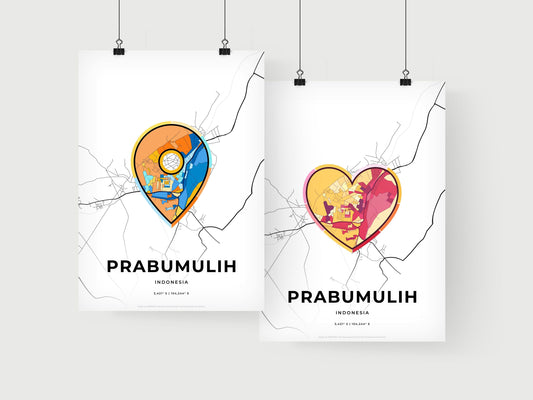 Prabumulih Indonesia art print for couples