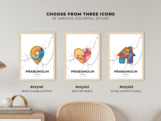 Prabumulih Indonesia maps with colorful icons