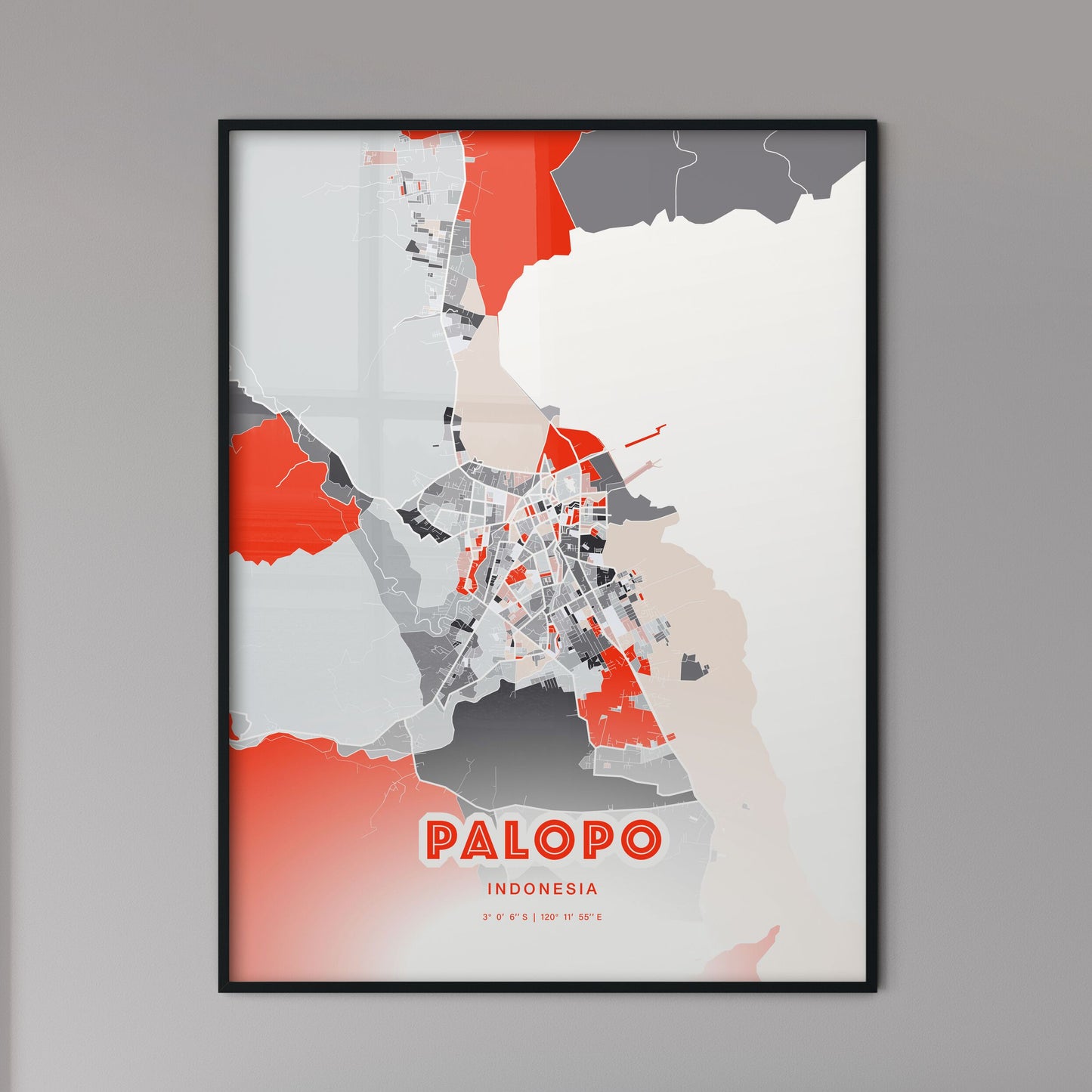 Colorful PALOPO INDONESIA Fine Art Map Modern