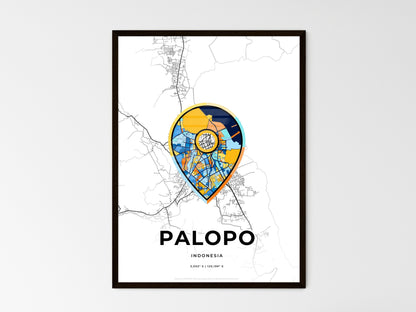 PALOPO INDONESIA minimal art map with a colorful icon. Style 1