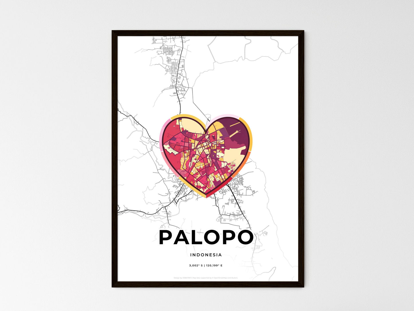 PALOPO INDONESIA minimal art map with a colorful icon. Style 2