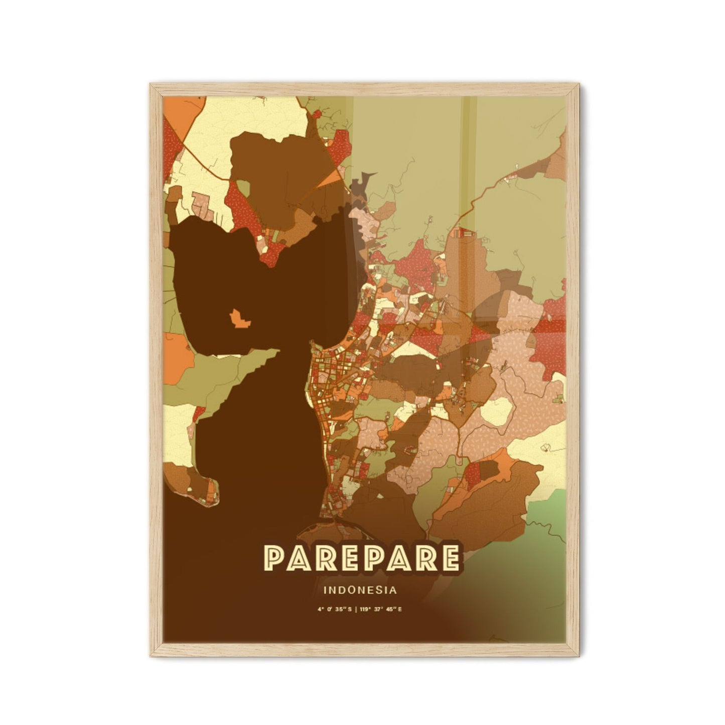 Colorful PAREPARE INDONESIA Fine Art Map Farmhouse