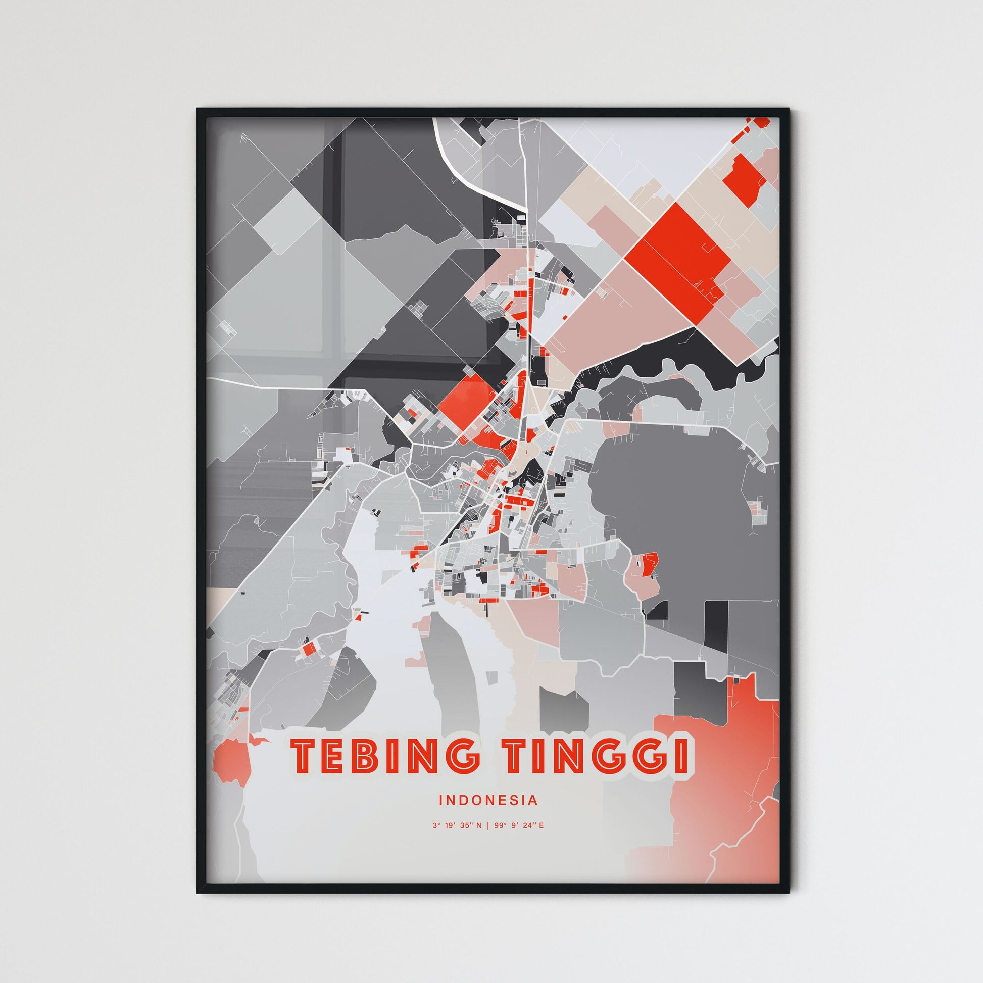 Colorful TEBING TINGGI INDONESIA Fine Art Map Modern