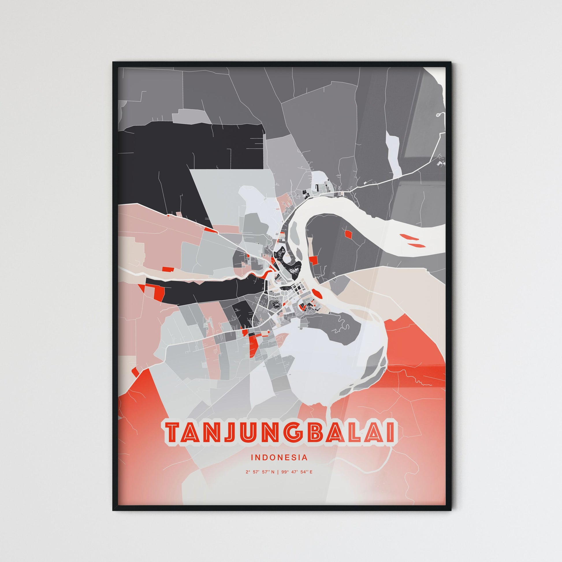 Colorful TANJUNGBALAI INDONESIA Fine Art Map Modern