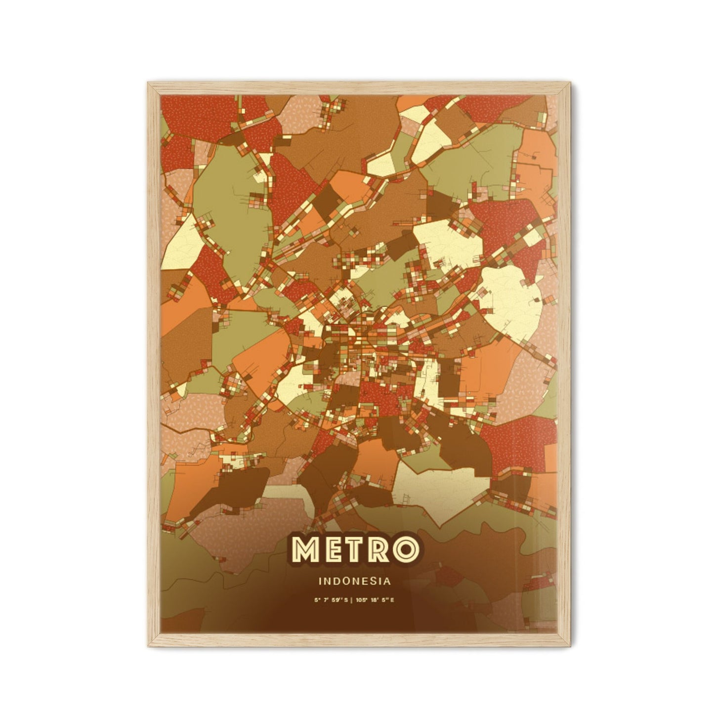 Colorful METRO INDONESIA Fine Art Map Farmhouse