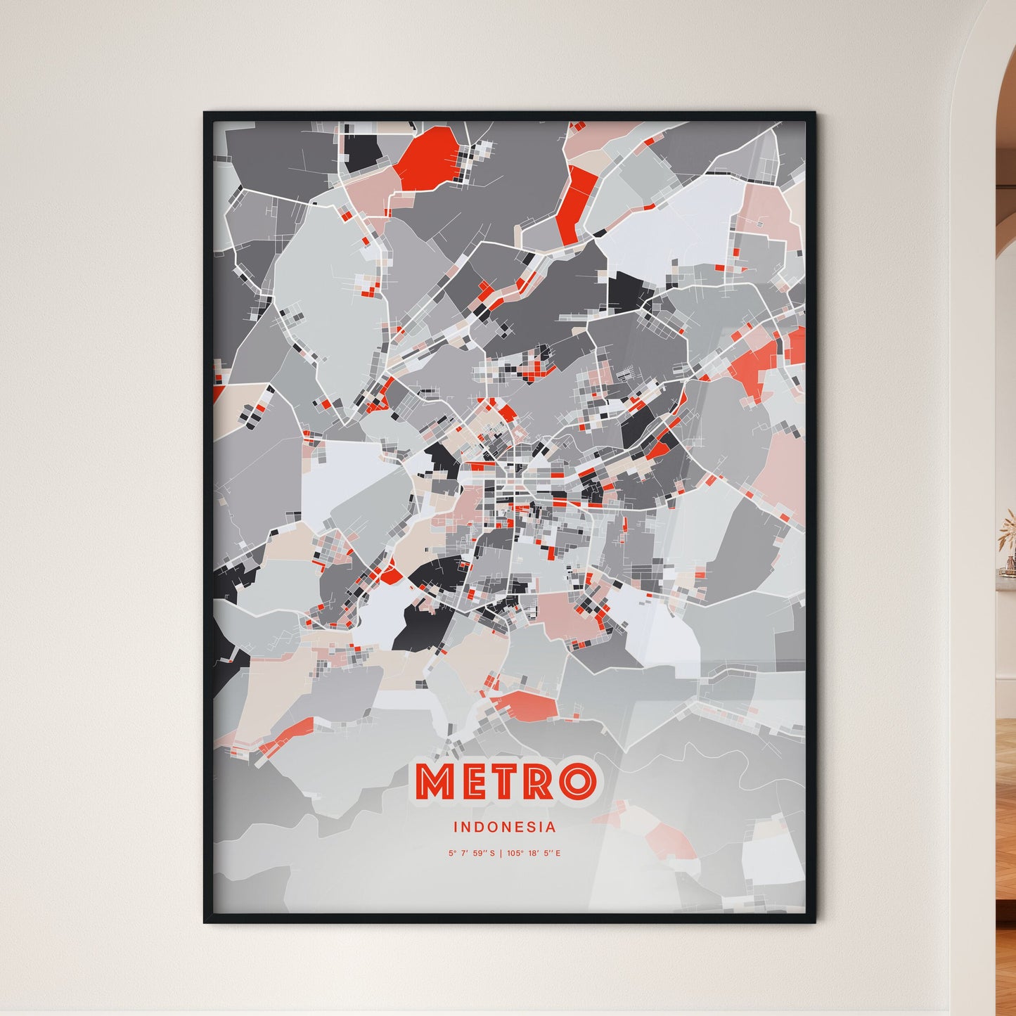 Colorful METRO INDONESIA Fine Art Map Modern