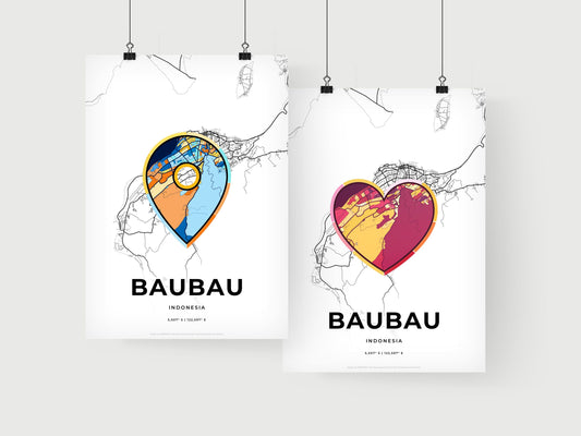Baubau Indonesia art print for couples