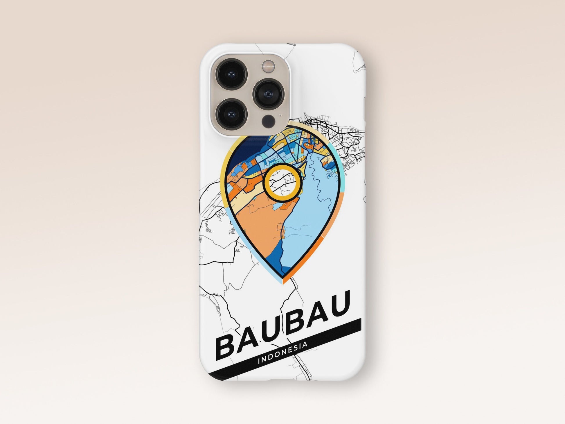 Baubau Indonesia slim phone case with colorful icon. Birthday, wedding or housewarming gift. Couple match cases. 1