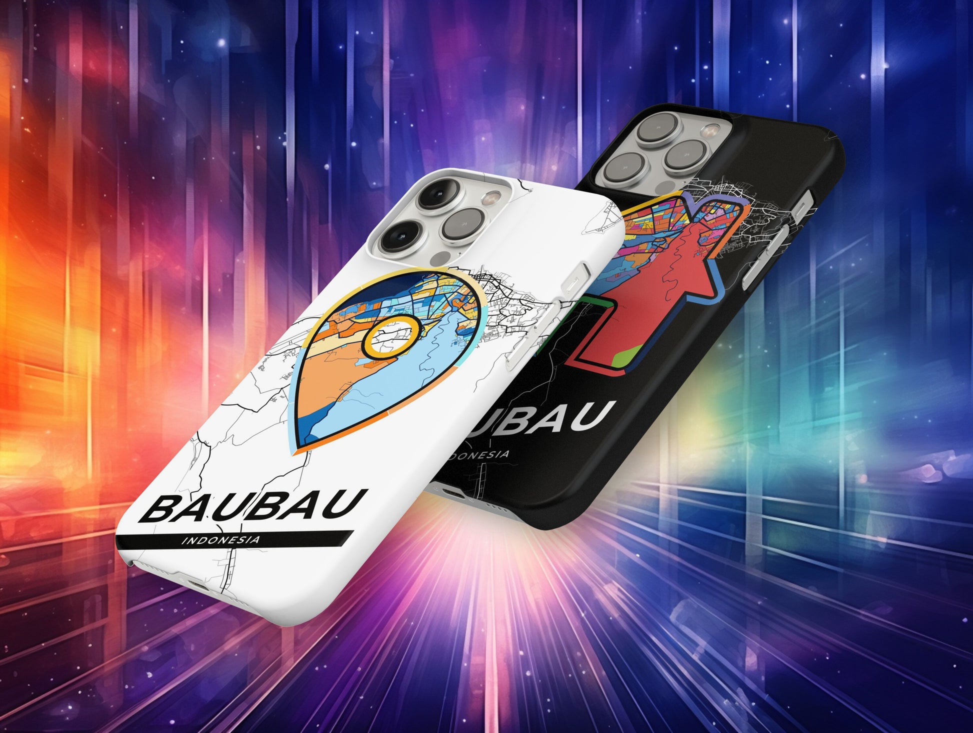 Baubau Indonesia slim phone case with colorful icon. Birthday, wedding or housewarming gift. Couple match cases.