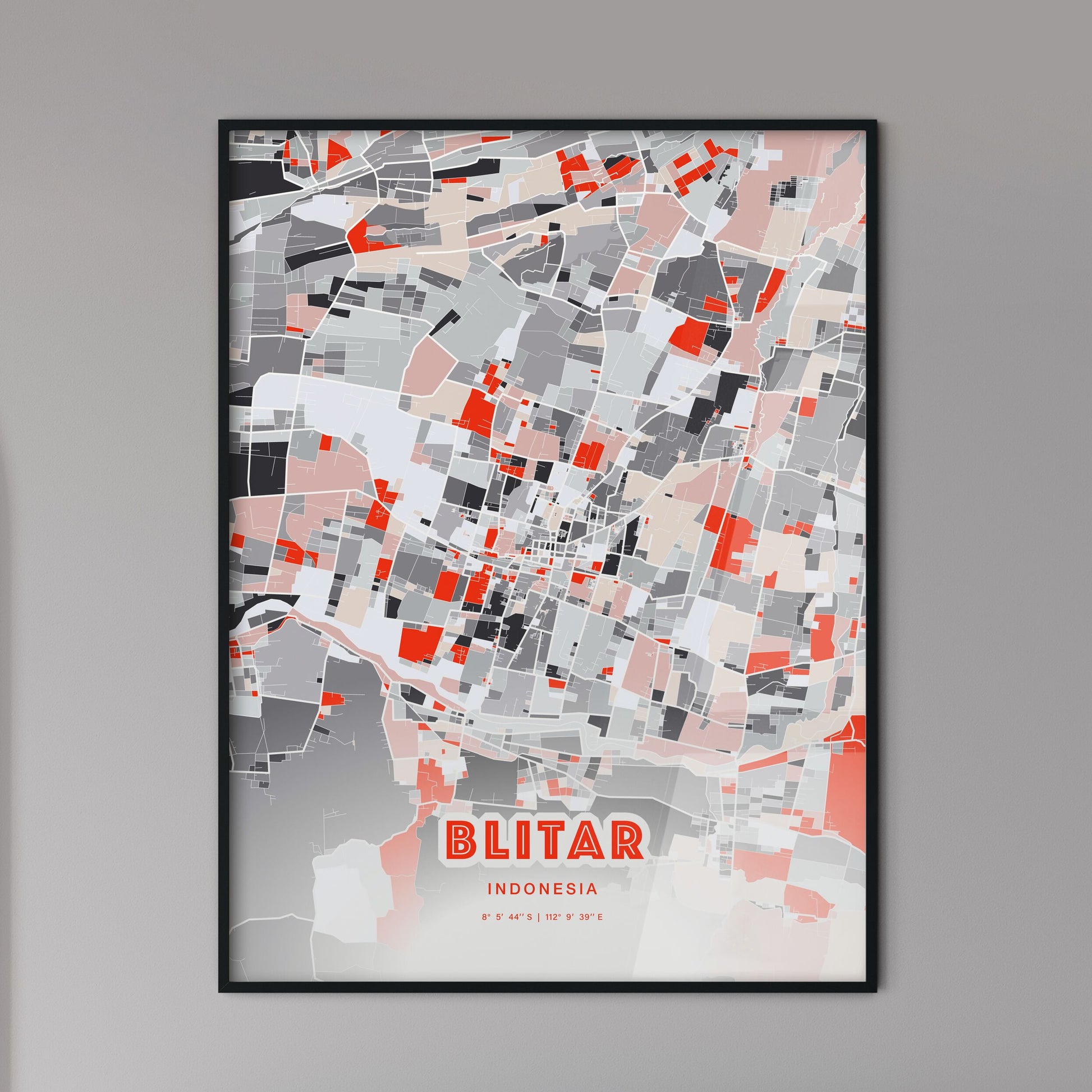 Colorful BLITAR INDONESIA Fine Art Map Modern