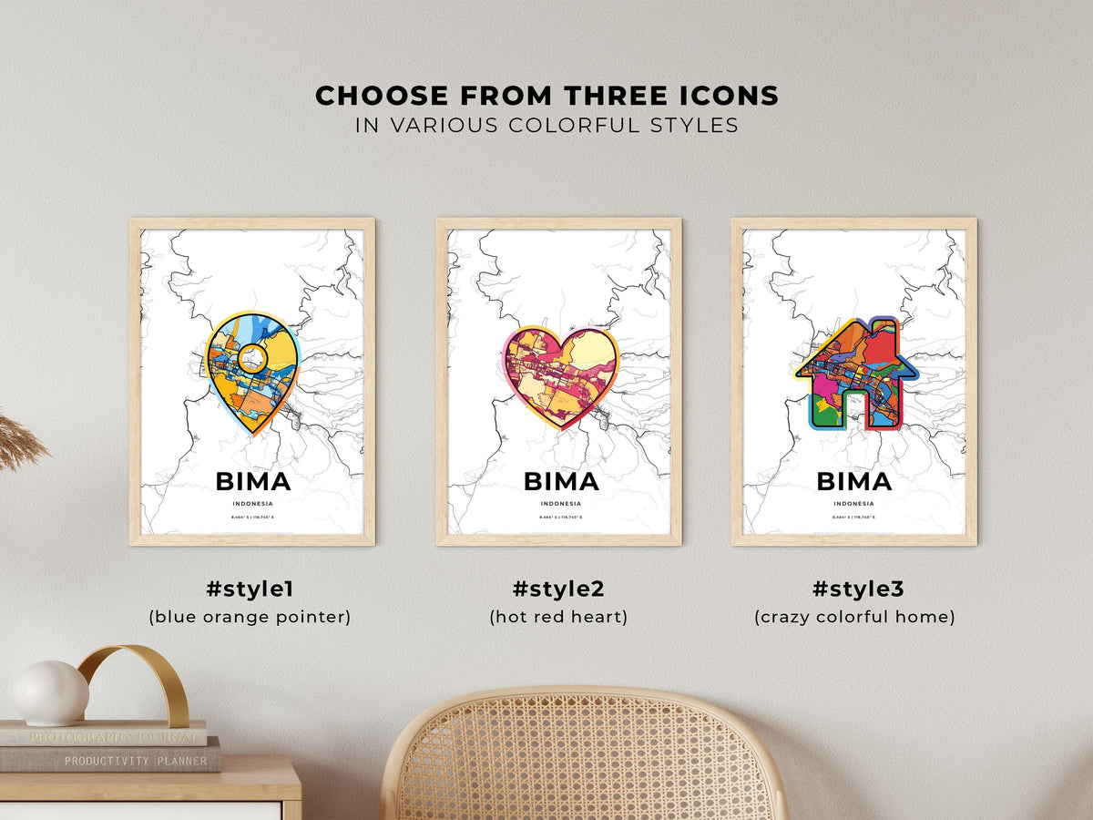 Bima Indonesia maps with colorful icons