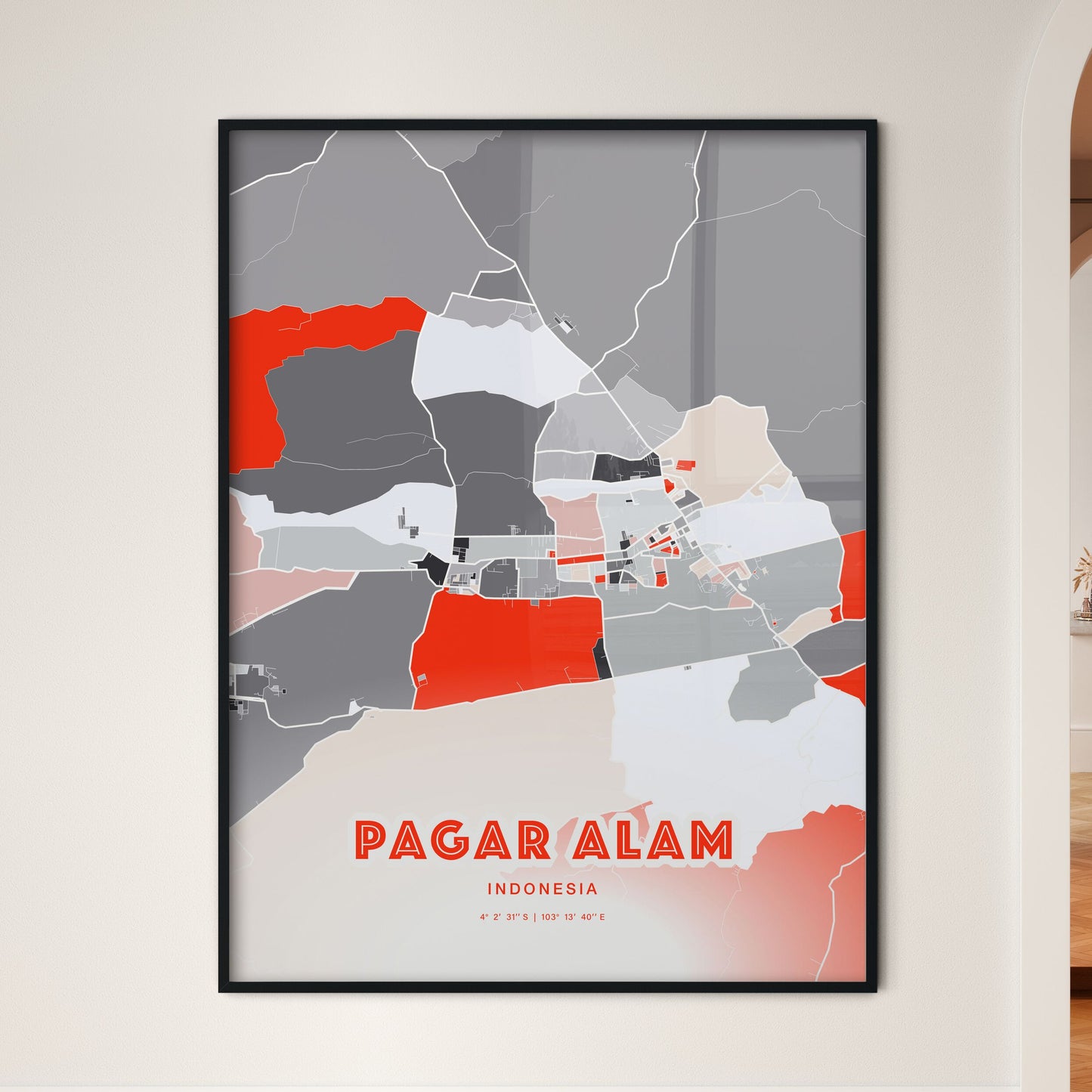 Colorful PAGAR ALAM INDONESIA Fine Art Map Modern