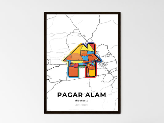 Pagar Alam Indonesia wedding art map with home icon