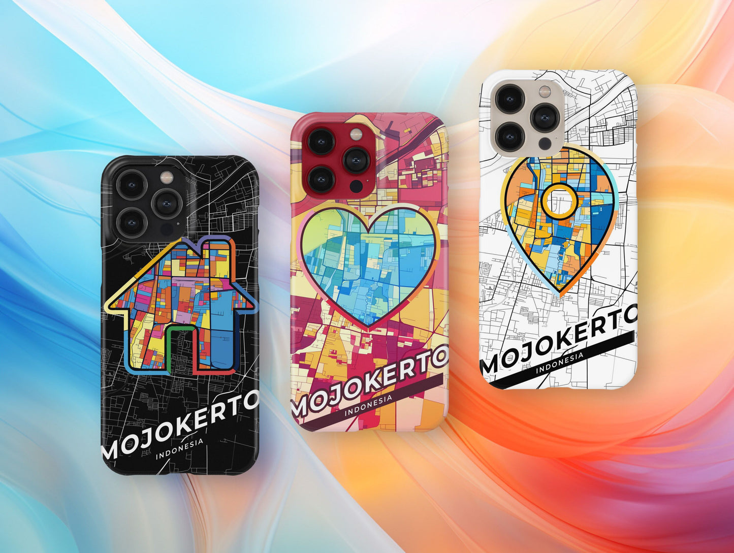 Mojokerto Indonesia slim phone case with colorful icon