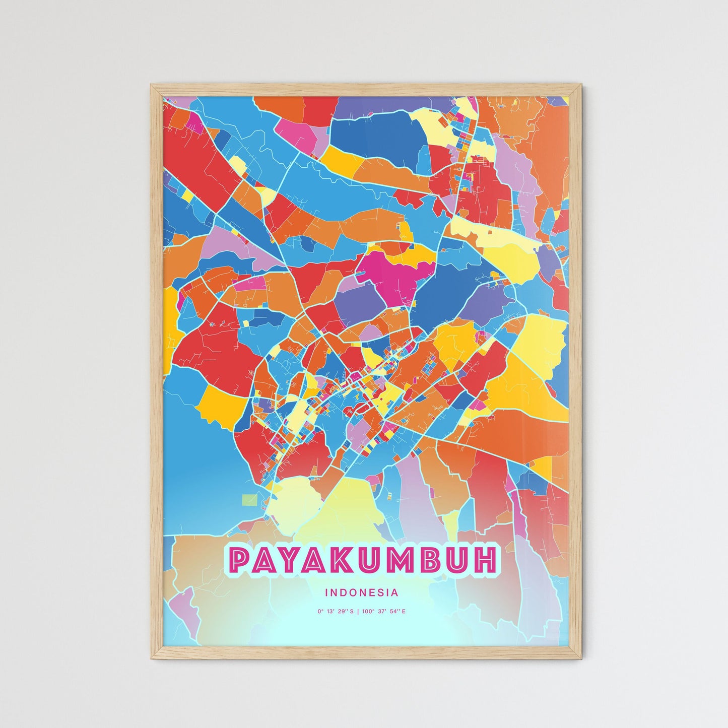 Colorful PAYAKUMBUH INDONESIA Fine Art Map Crazy Colors