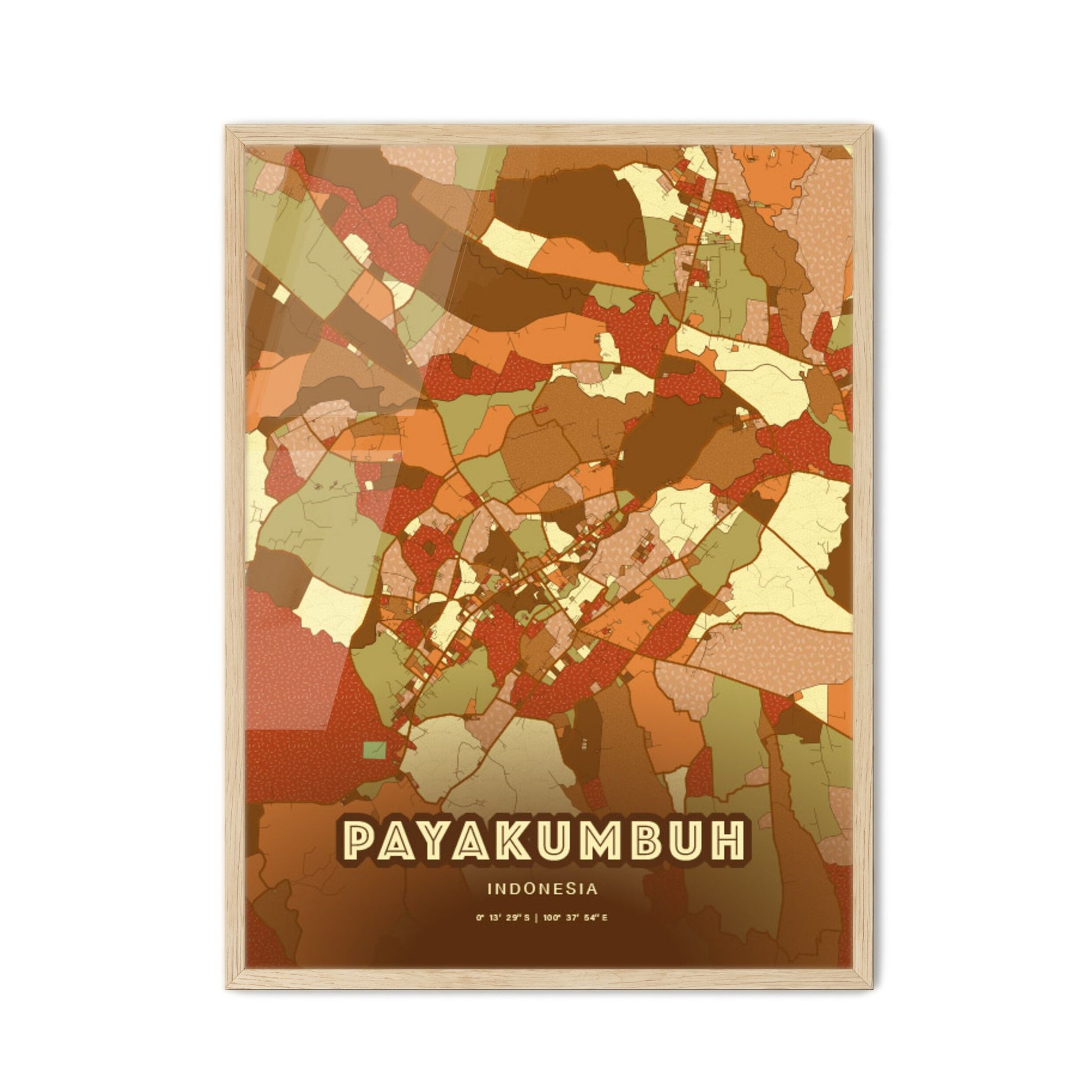 Colorful PAYAKUMBUH INDONESIA Fine Art Map Farmhouse