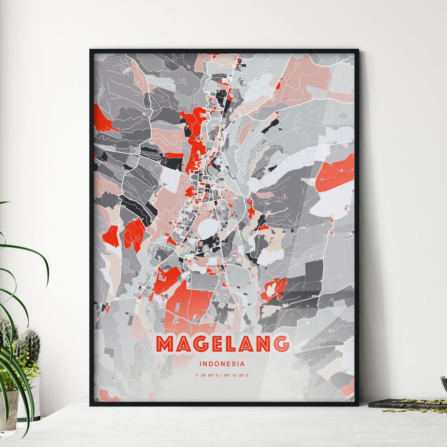 Colorful MAGELANG INDONESIA Fine Art Map Modern