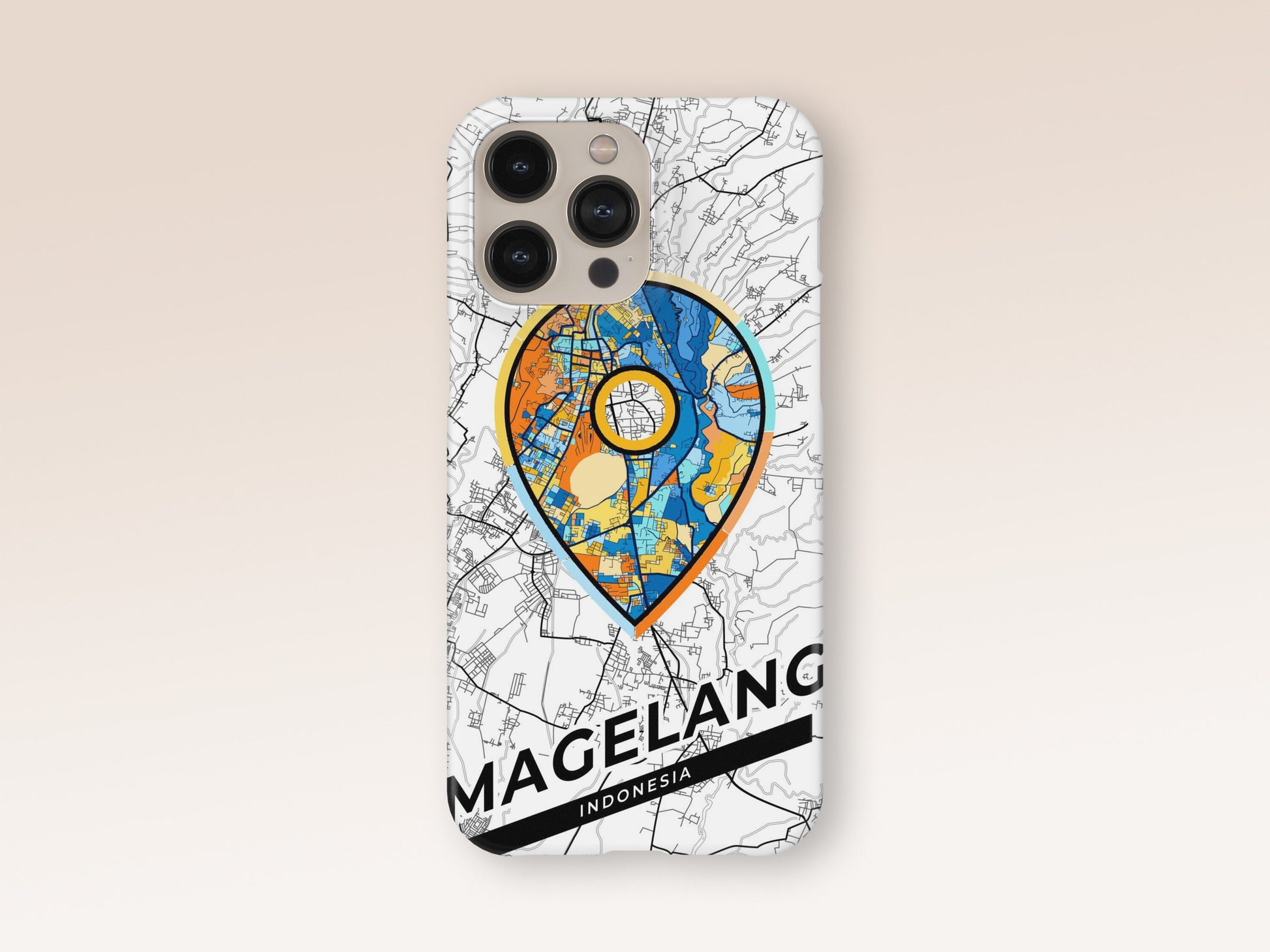 Magelang Indonesia slim phone case with colorful icon. Birthday, wedding or housewarming gift. Couple match cases. 1