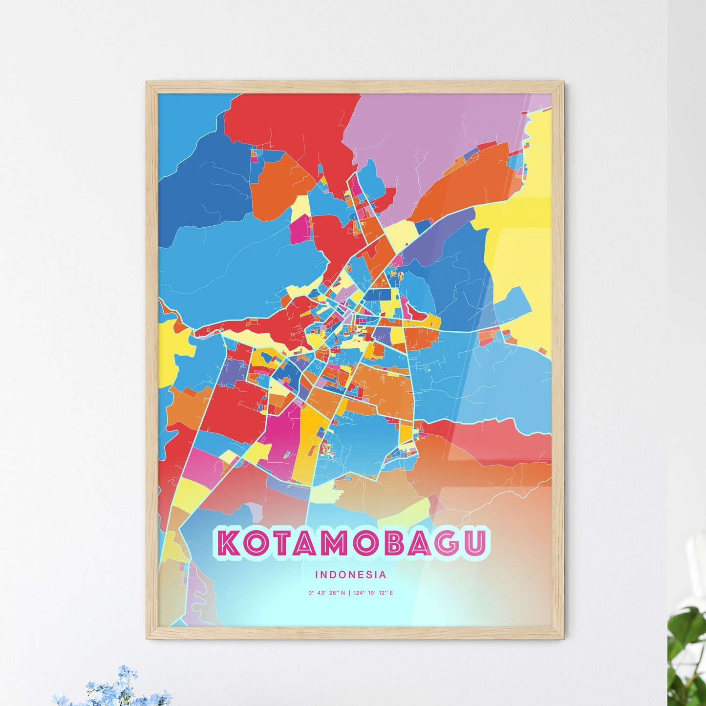 Colorful KOTAMOBAGU INDONESIA Fine Art Map Crazy Colors