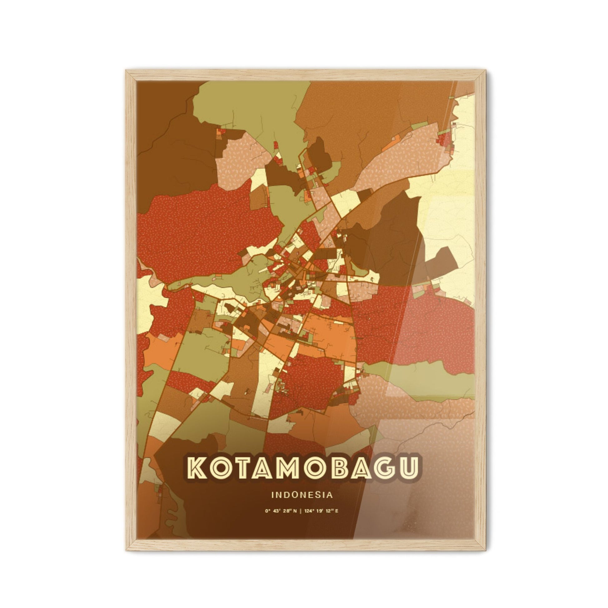 Colorful KOTAMOBAGU INDONESIA Fine Art Map Farmhouse