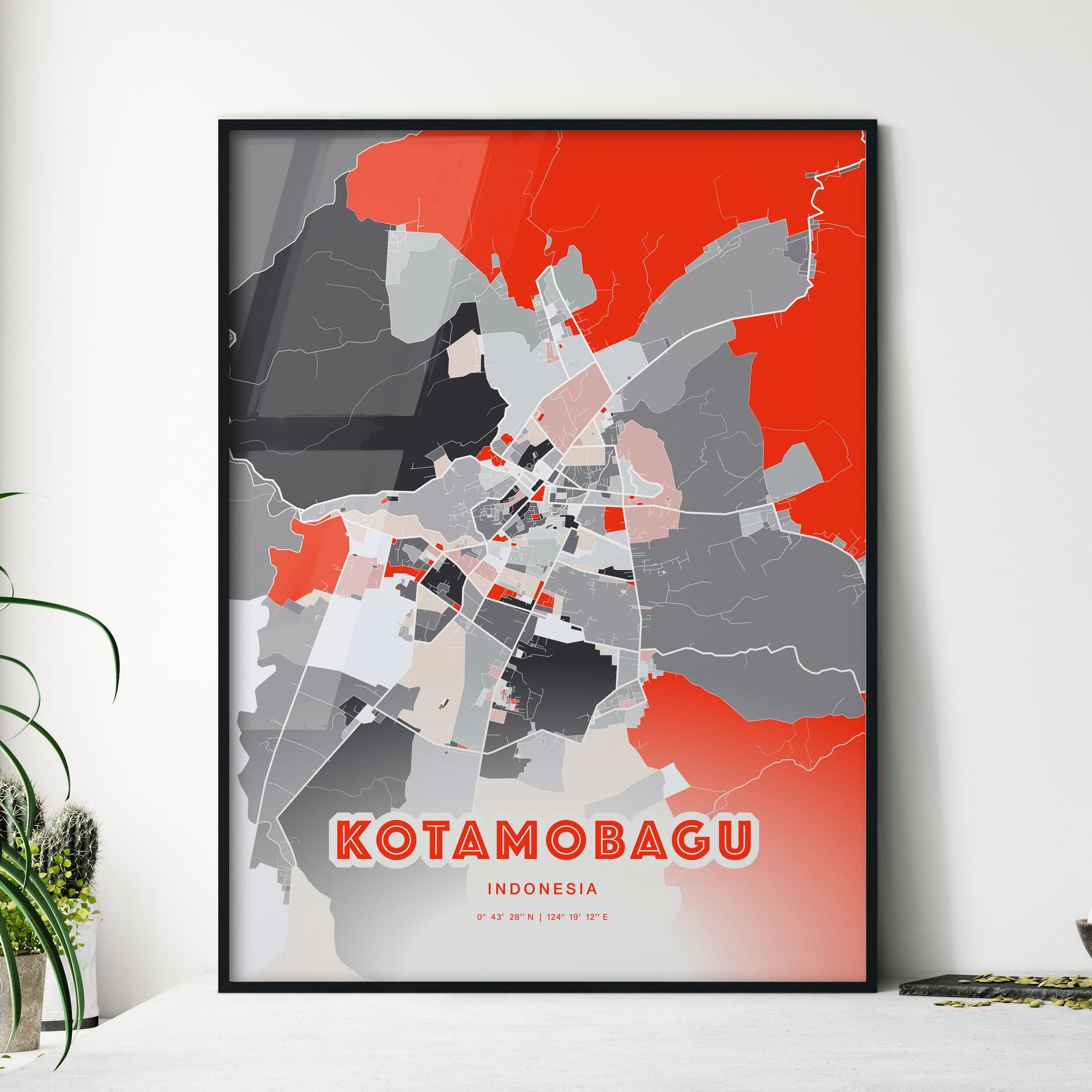 Colorful KOTAMOBAGU INDONESIA Fine Art Map Modern