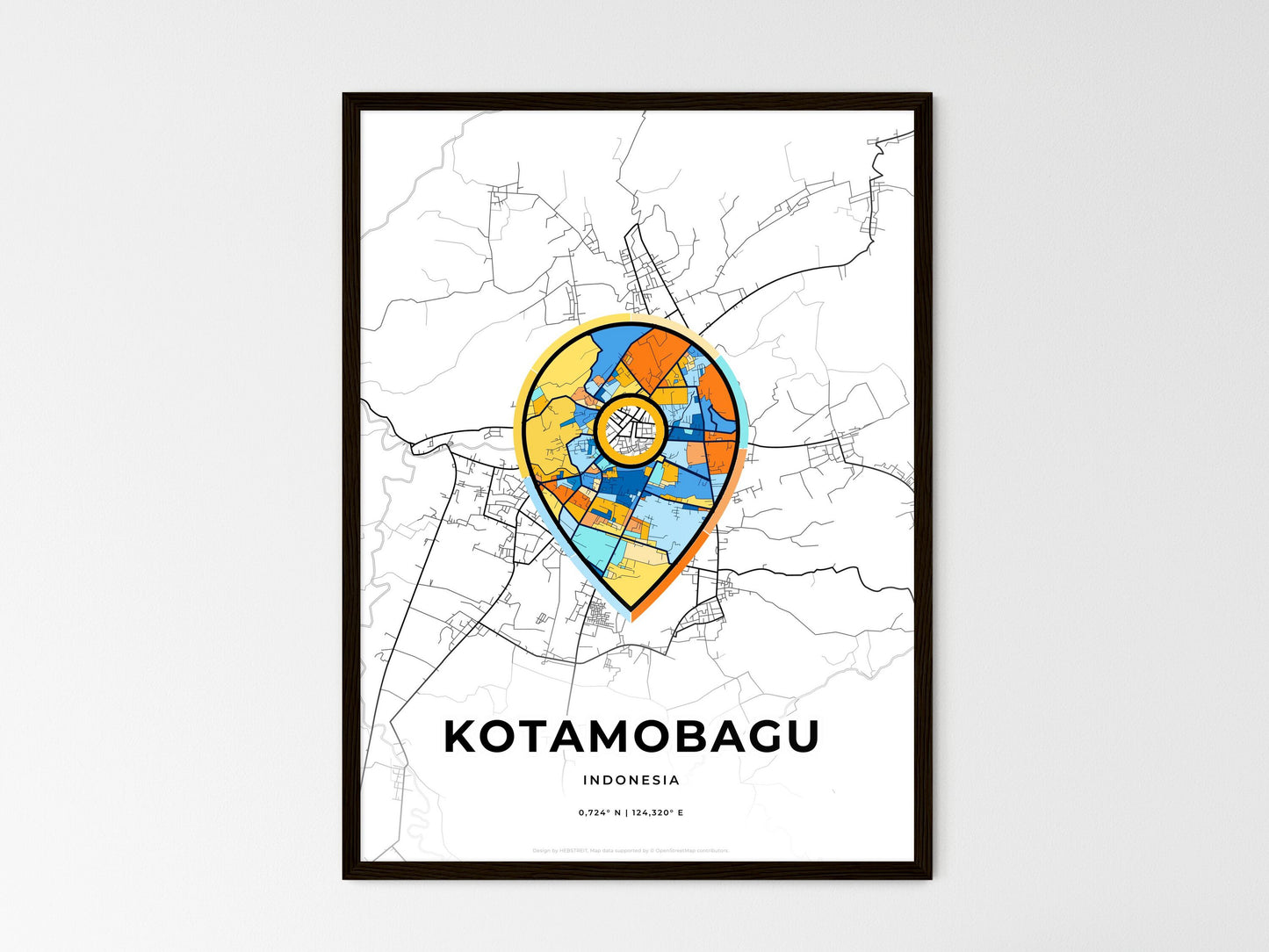 Kotamobagu Indonesia wedding art map with pointer icon