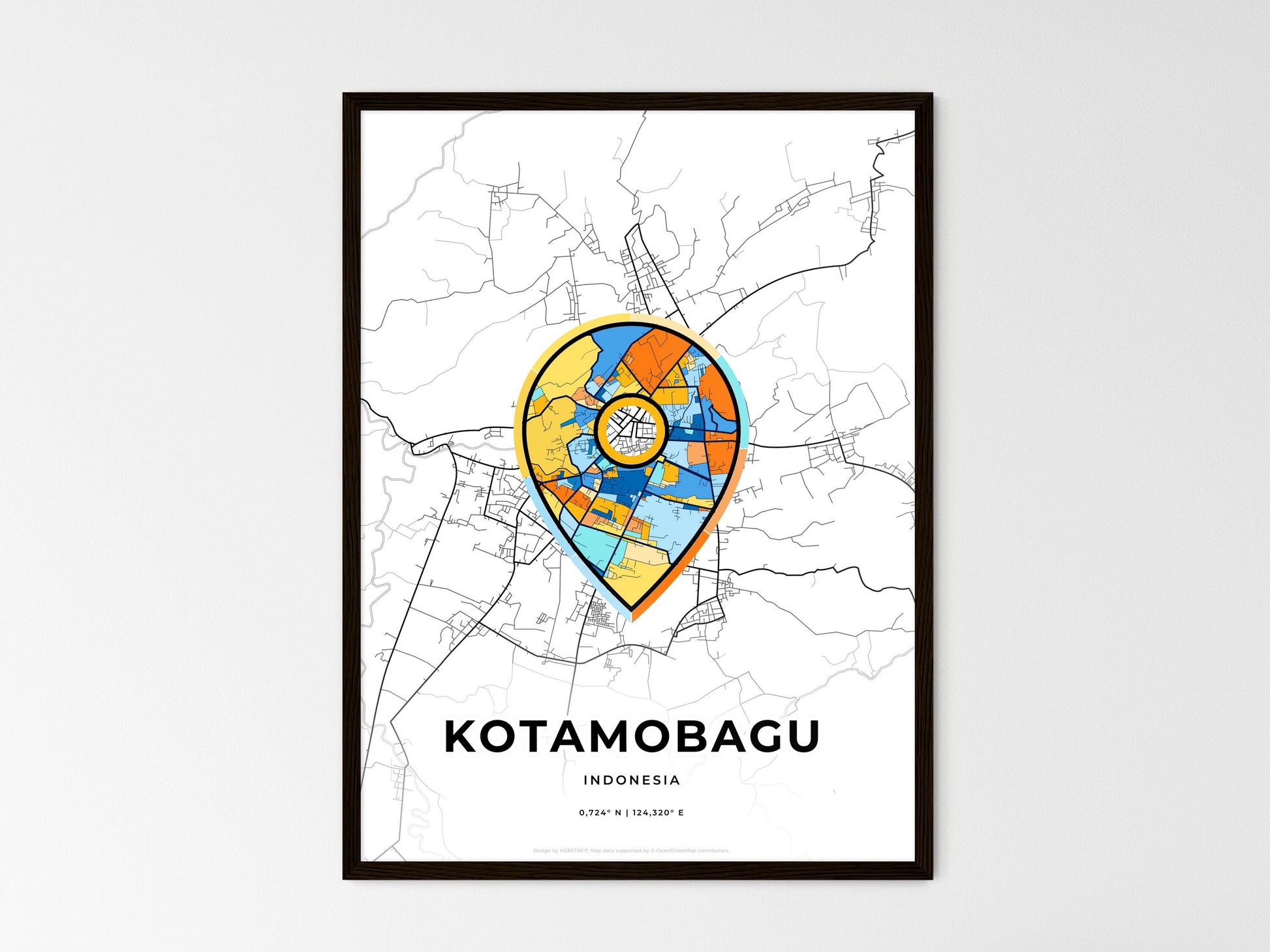 Kotamobagu Indonesia wedding art map with pointer icon