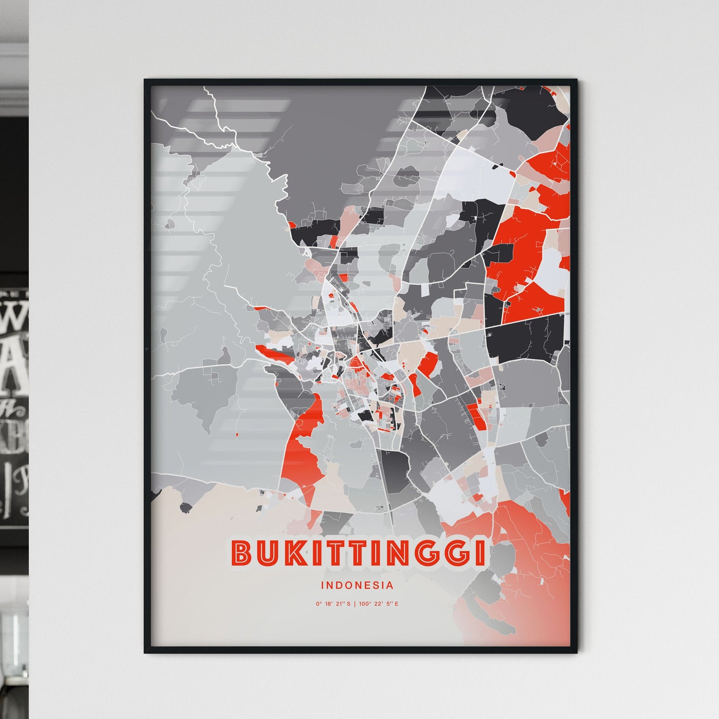 Colorful BUKITTINGGI INDONESIA Fine Art Map Modern