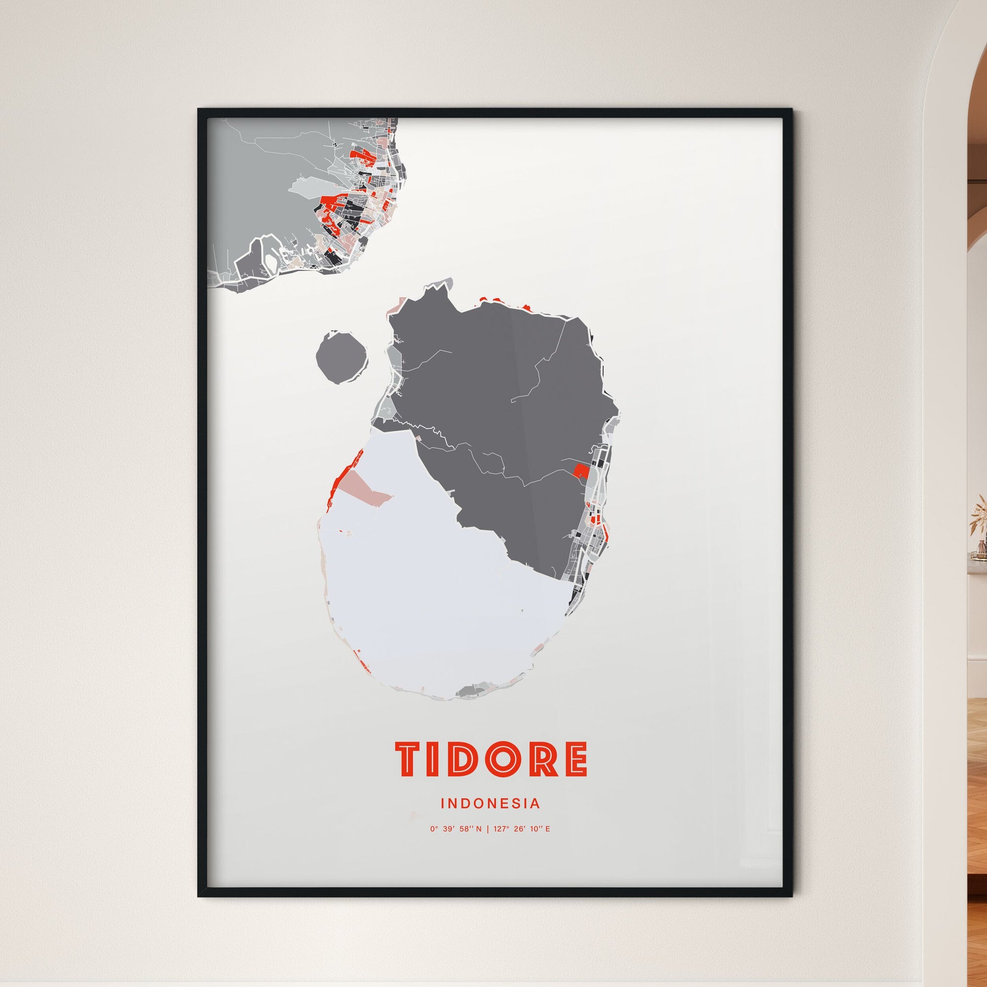 Colorful TIDORE INDONESIA Fine Art Map Modern